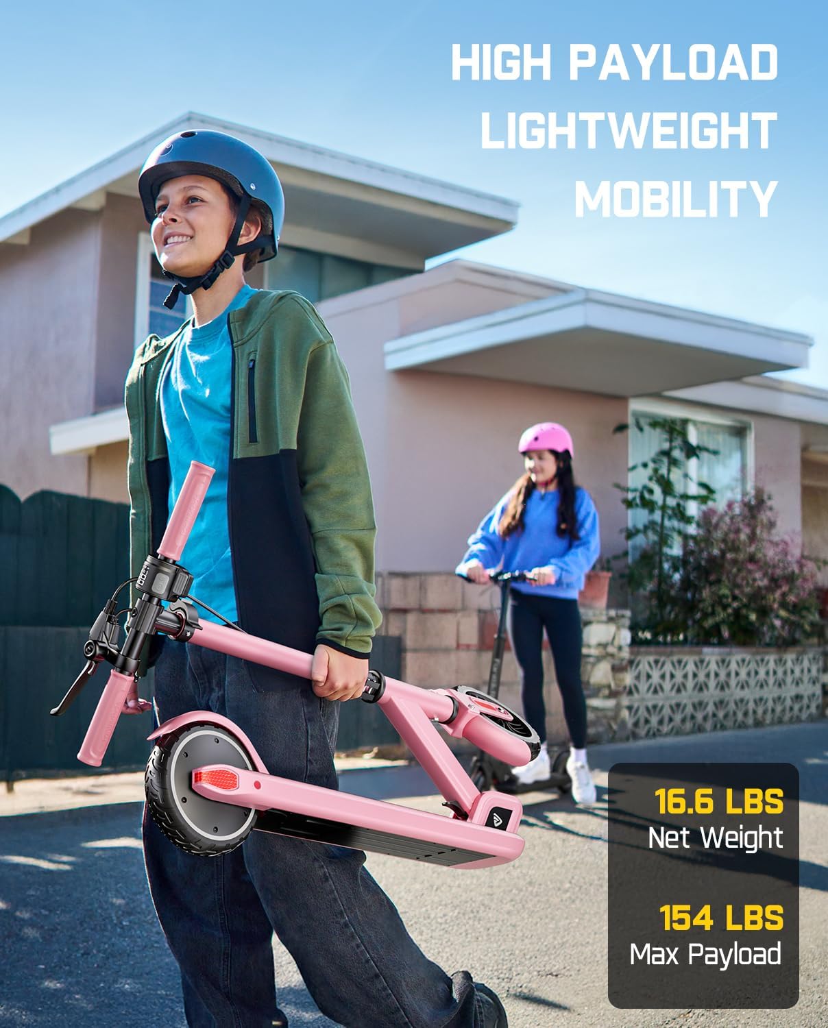 FanttikRide T9 Electric Scooter for Kids 4.3-5.6 ft, 7/10/12 MPH, LED Battery Level, Height Adjustable and Foldable, Electric Scooter for Kids, for Teenager, Up to 40 mins