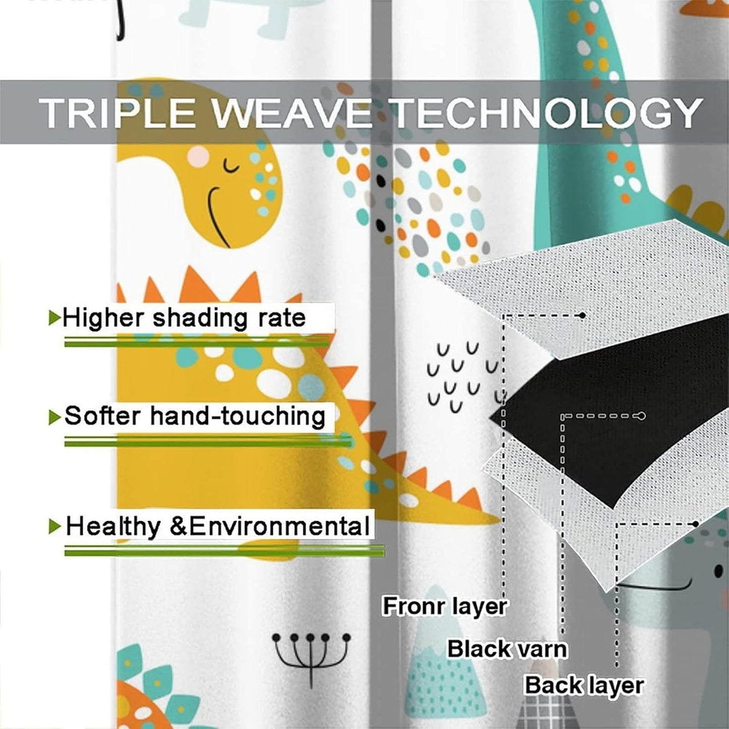 Dinosaur Curtains for Kids Boys Girls Home Decor Childish Cute Dino Animals Print Pattern Rod Pocket Blackout Window Drapes for Nursery Baby Bedroom Playroom W26xL84in 2 Panels