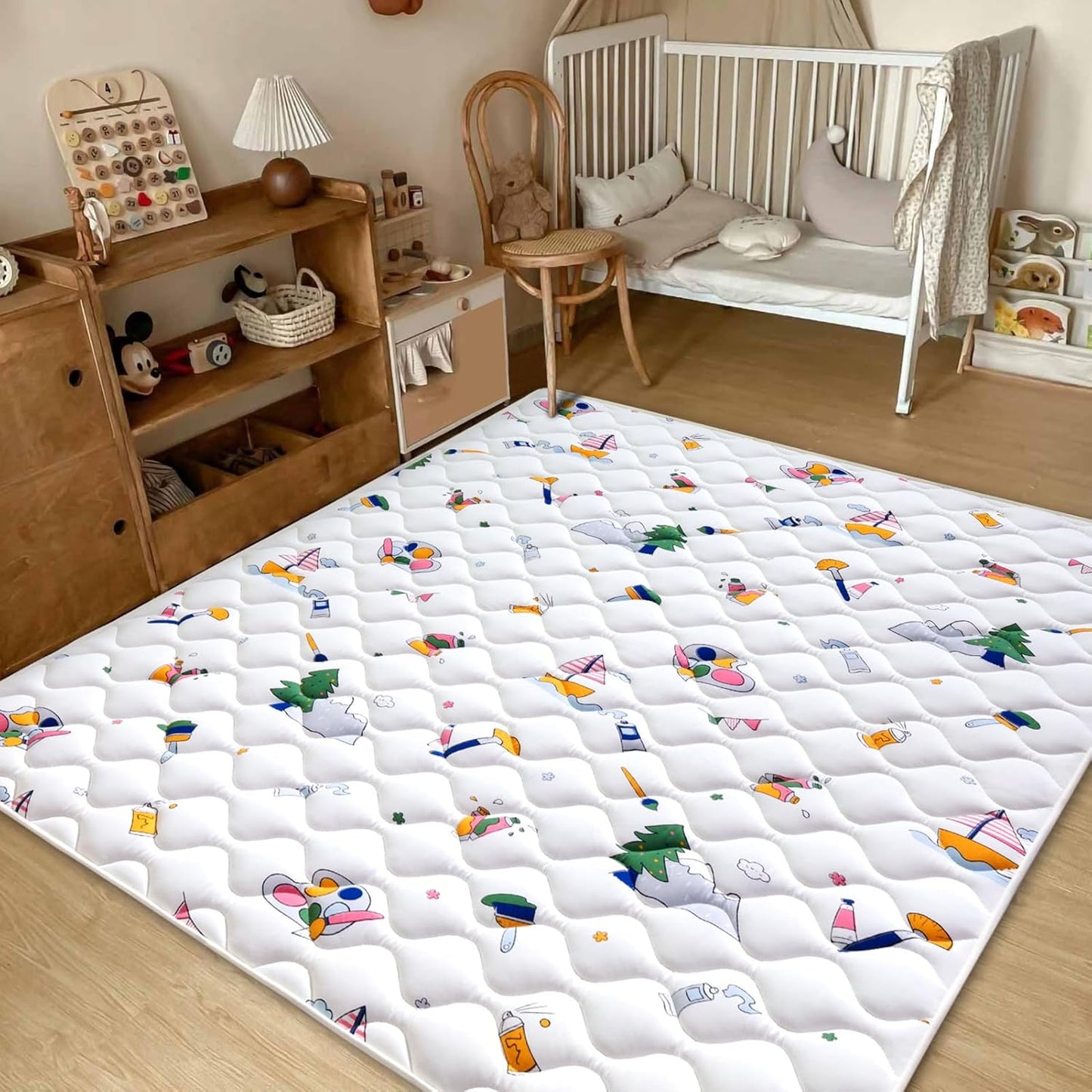 Vibe Bear Baby Play Mat - 71" X 59", Premium Thicker Foam One-Piece Crawling Mat, Extra Large Anti-Slip Activity Playmat for Babies, Toddlers & Infants