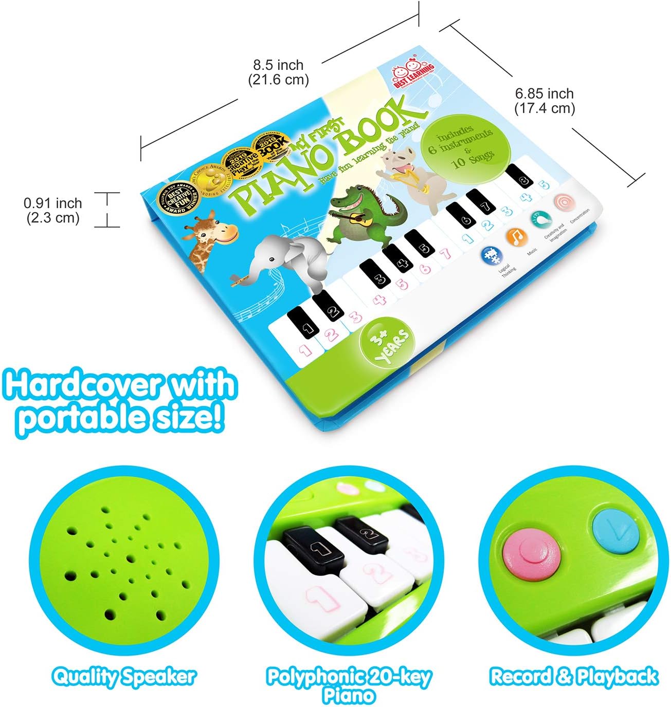BEST LEARNING My First Piano Book - Educational Musical Toy for Toddlers Kids Ages 3-5 Years - Ideal 3, 4 Year Old Boy or Girl Birthday Present