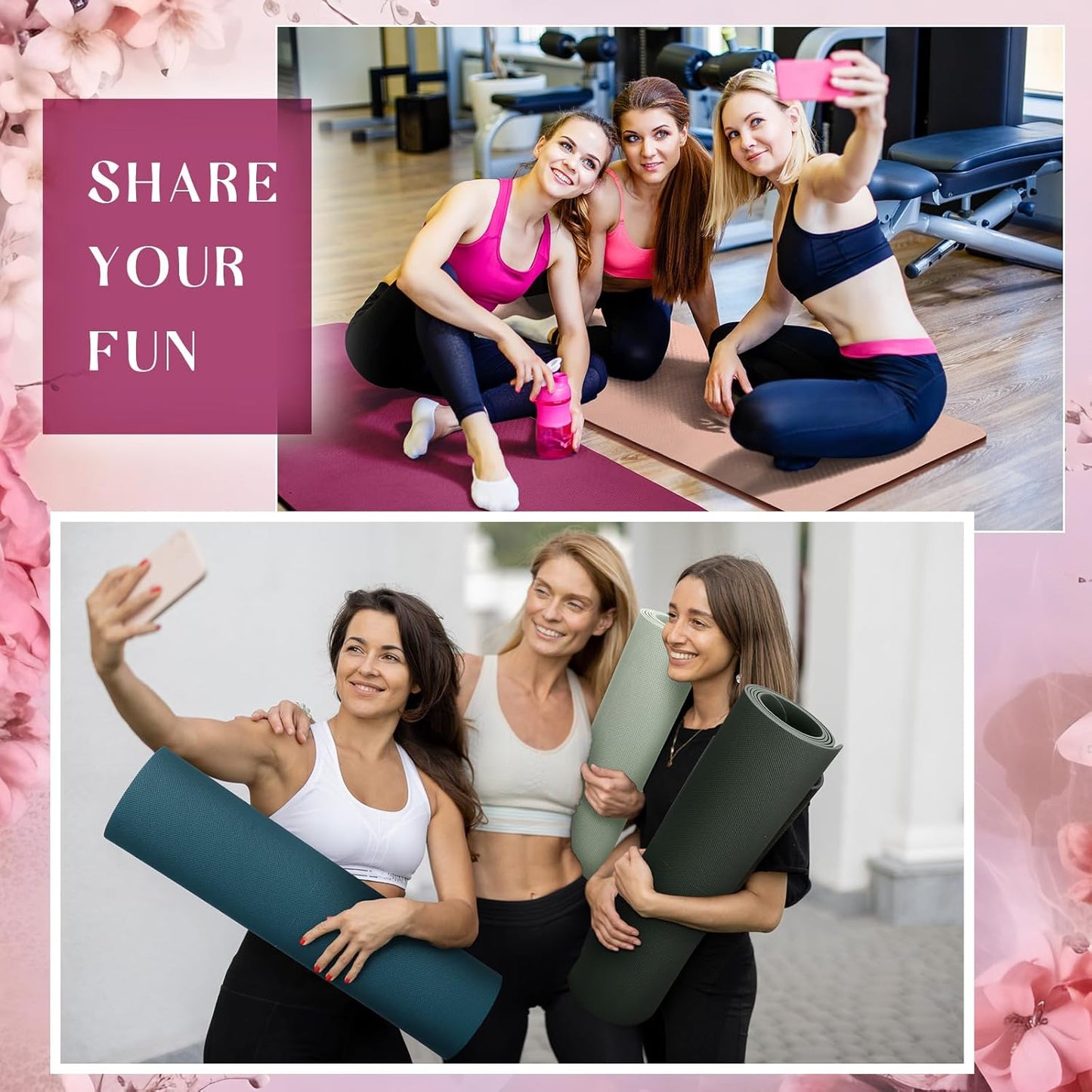 Timgle 6 Pack Yoga Mats Bulk Non Slip Exercise Yoga Mat Thick Anti Slip Tear Resistant Sports Gym for Fitness Stretching Home Workout and Studio