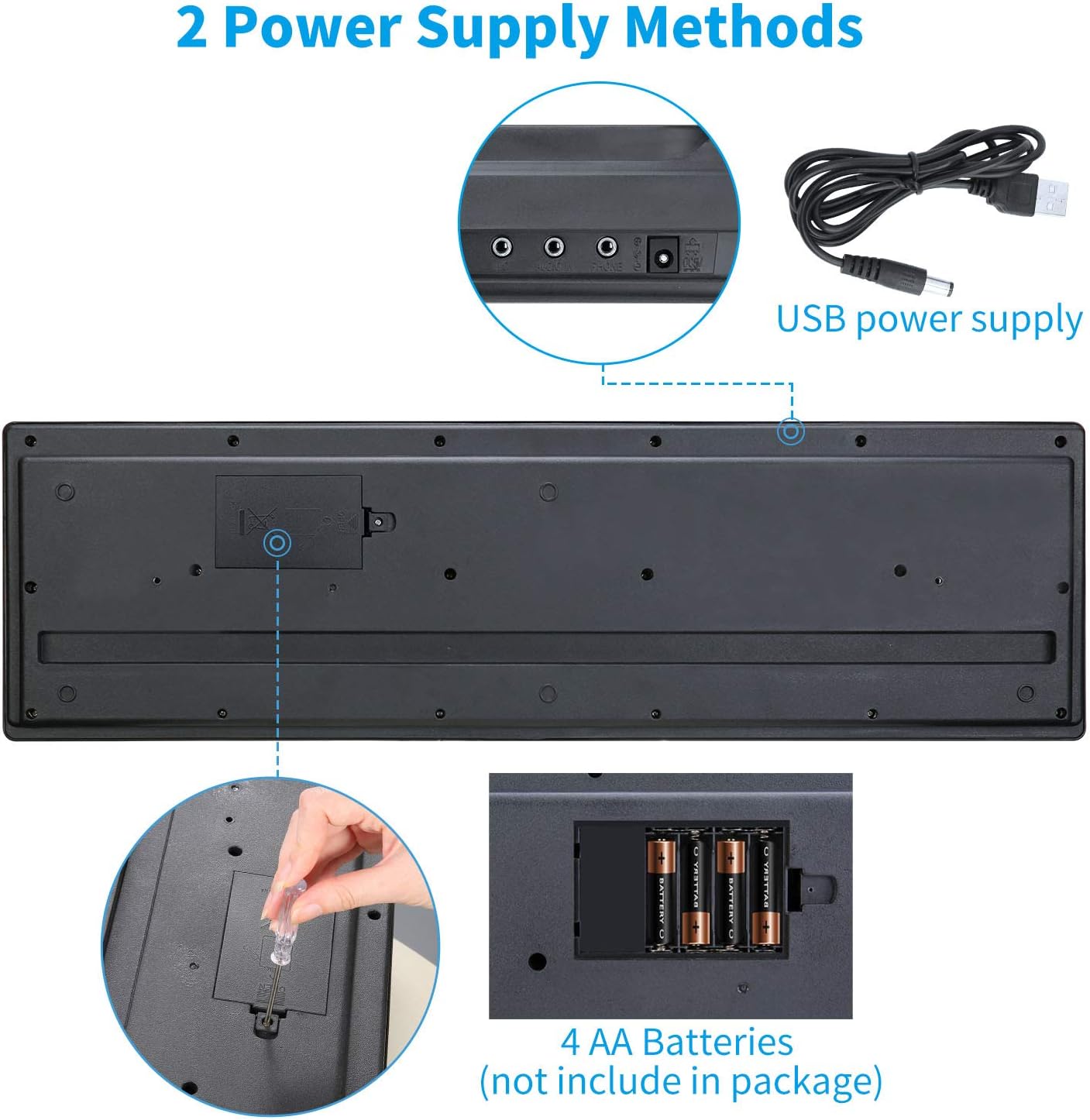 Hricane Piano Keyboard, 61 Keys Beginner Electronic Keyboard Portable Digital Music Keyboard, Early Education Music Instrument with Microphone & Music Sheet Stand
