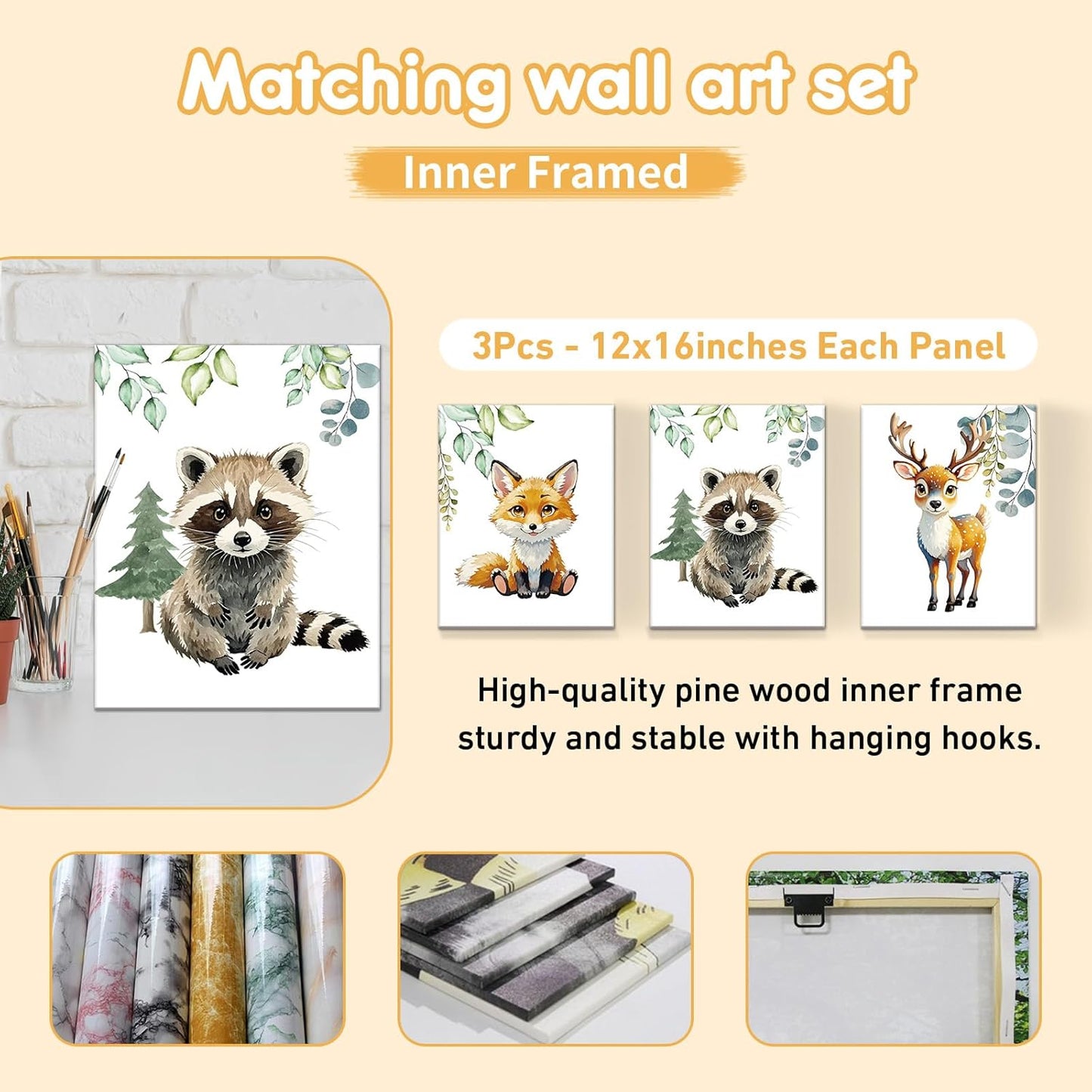 Personalized Baby Bedding Set, 5 Pcs Custom Baby Crib Sets with Name, Toddler Bedding Set for Baby Boys Girls, Forest Animal Double Layer Nursery Bedding Set, Customized Gifts for Infants Kids