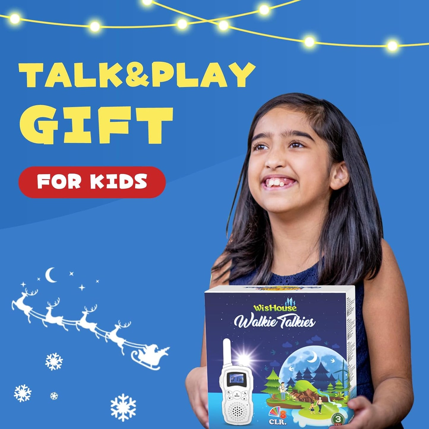 Wishouse Kids Walkie Talkies Rechargeable 3 Pack, Girls Boys Toys Age 7 8 9 10 for Outdoor Camping Adventure Games with Flashlight, Birthday Xmas Gift for 4 5 6 Year Old Children