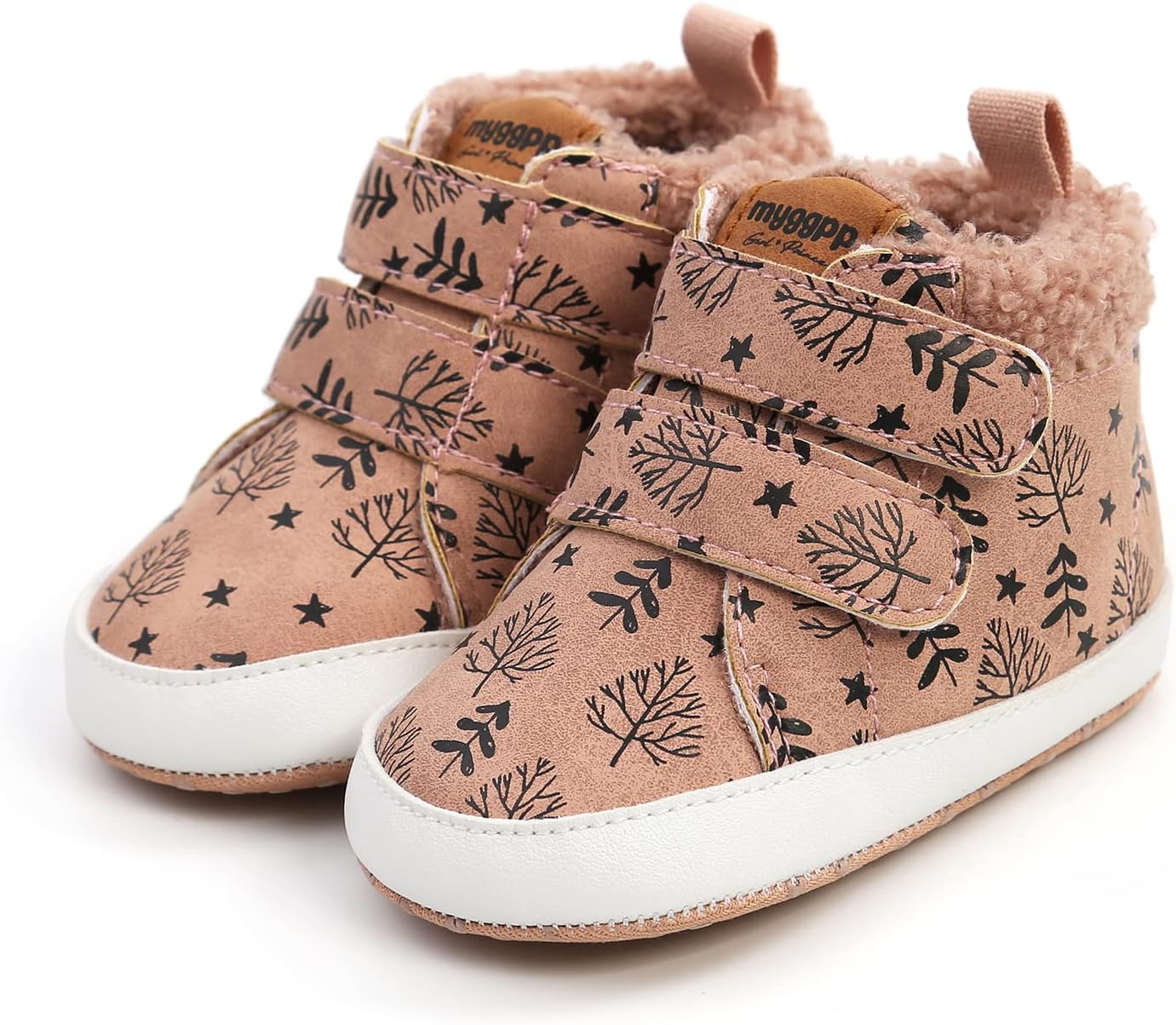 SOFMUO Baby Boys Girls High Top Ankle PU Leather Sneakers Soft Rubber Sole Infant Moccasins Newborn Oxford Loafers Anti-Slip Toddler Wedding Uniform Dress Shoes