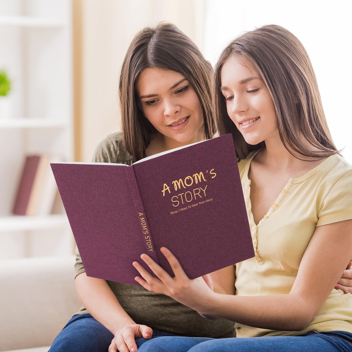 Artmag Mom's Life Story Journal Family Keepsake Book Linen Hardcover for Mom to Share Her Memories, with 250+ Prompt Questions Book Gift for Birthday Mother's Day Christmas (Purple)