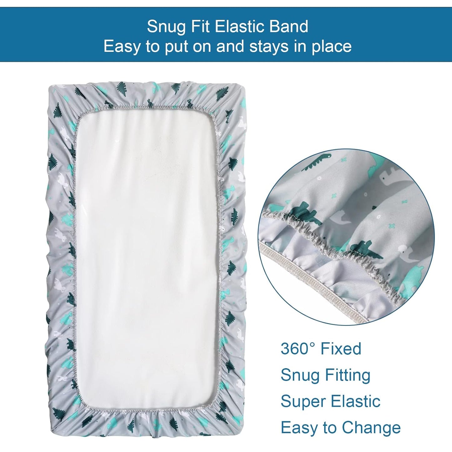 Graco Pack n Play Sheets Fitted 4-Pack | Mini Crib Sheets, Breathable Material, Grey