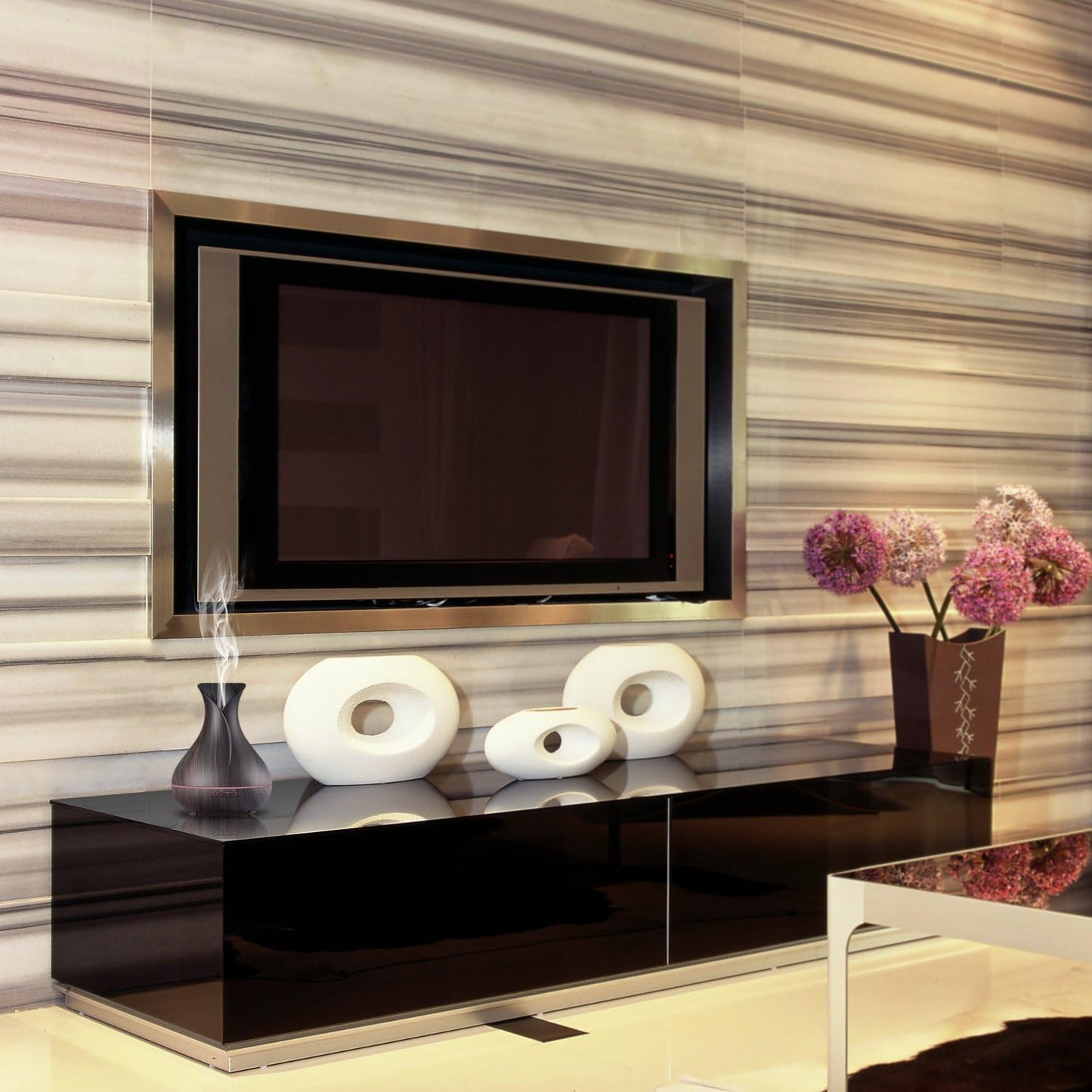 Aroma Essential Oil Diffuser, 400ml Ultrasonic Cool Mist Humidifier with Waterless Auto Shut-Off and Cleaning Kit for Home, Yoga, Office, Spa, Bedroom, Baby Room - Wood Grain