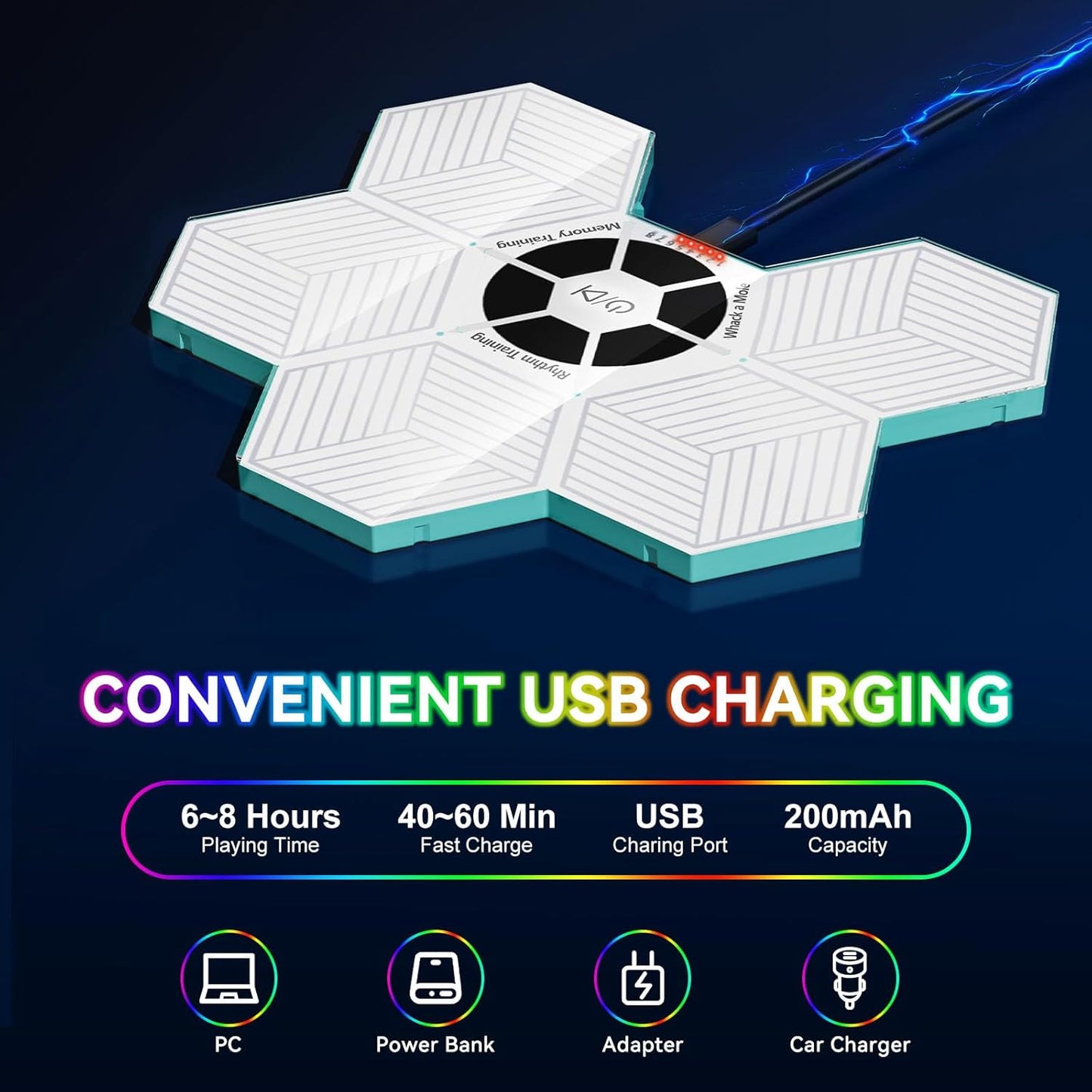 Light Up Memory Game Handheld Electronic Toys with Lights and Sound Effects, Smart Multi-Function Desktop Metronome, Puzzle Memory Rhythm Training Board Challenge for Kids Ages 3 4 5 6 and Up