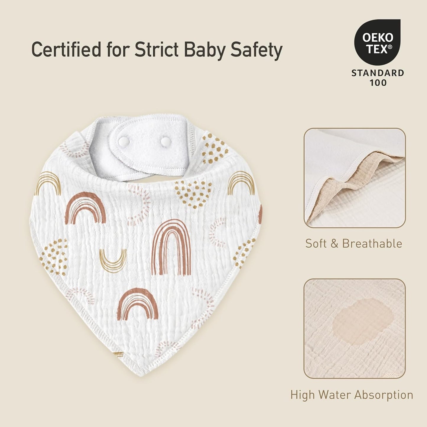 Muslin Baby Bibs 8 Pack, Baby Bandana Drool Bib for Drooling and Teething, Cotton Soft Absorbent for Girls Boys