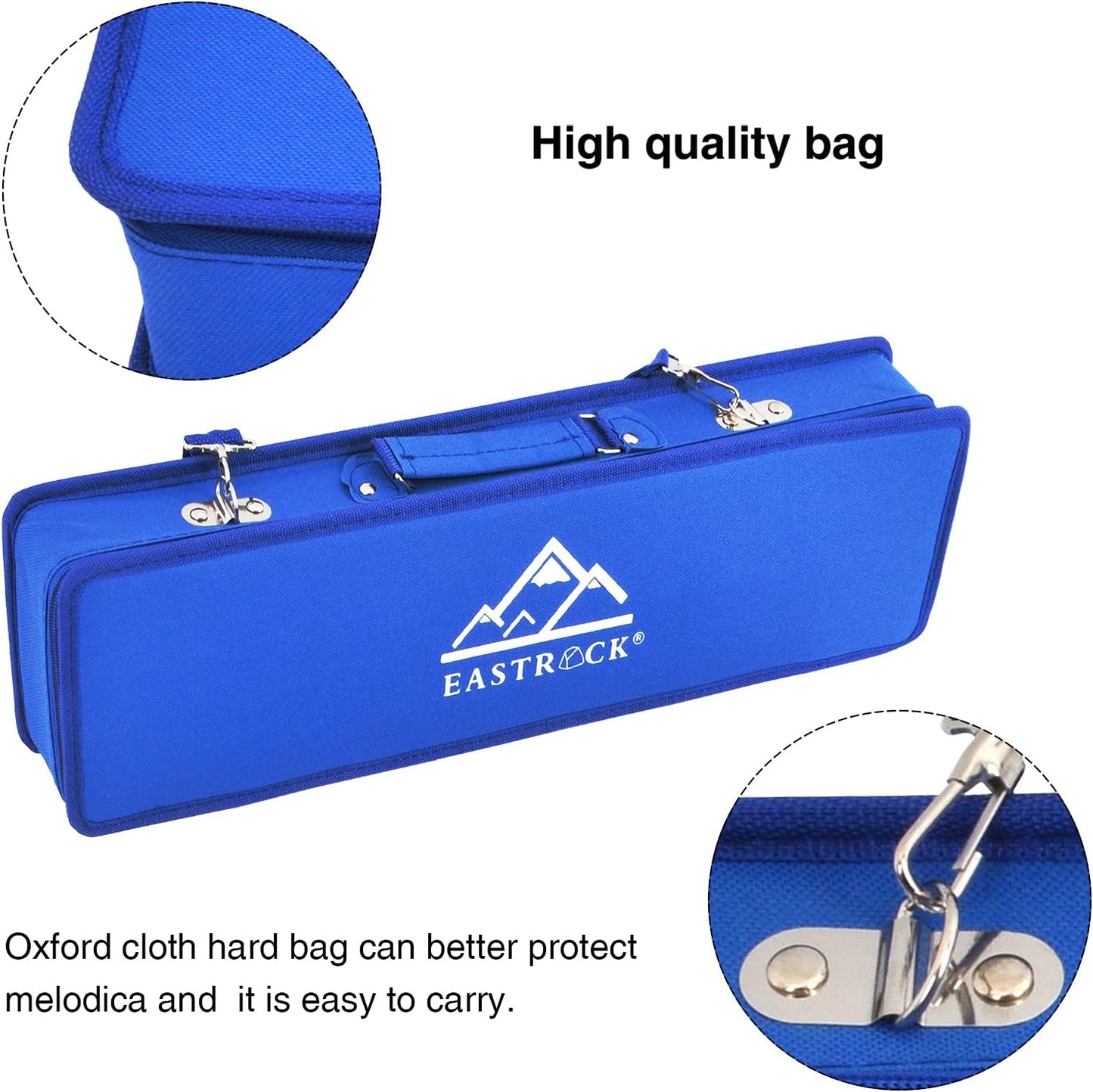 EastRock 32 Key Melodica Instrument Keyboard Soprano Piano Style with Mouthpiece Tube Sets and Carrying Bag for Beginners Adults Gift Blue