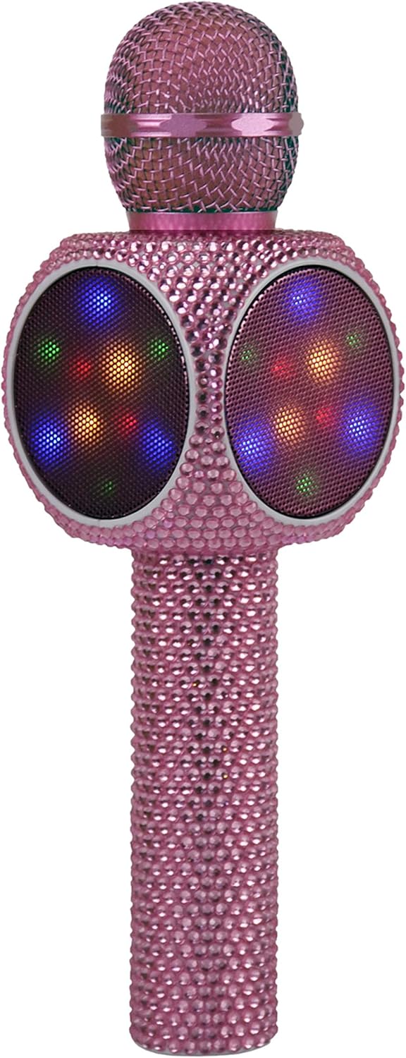 Sing-Along Bling Bluetooth Karaoke Microphone and Bluetooth Stereo Speaker All-in-One (Pink Bling)