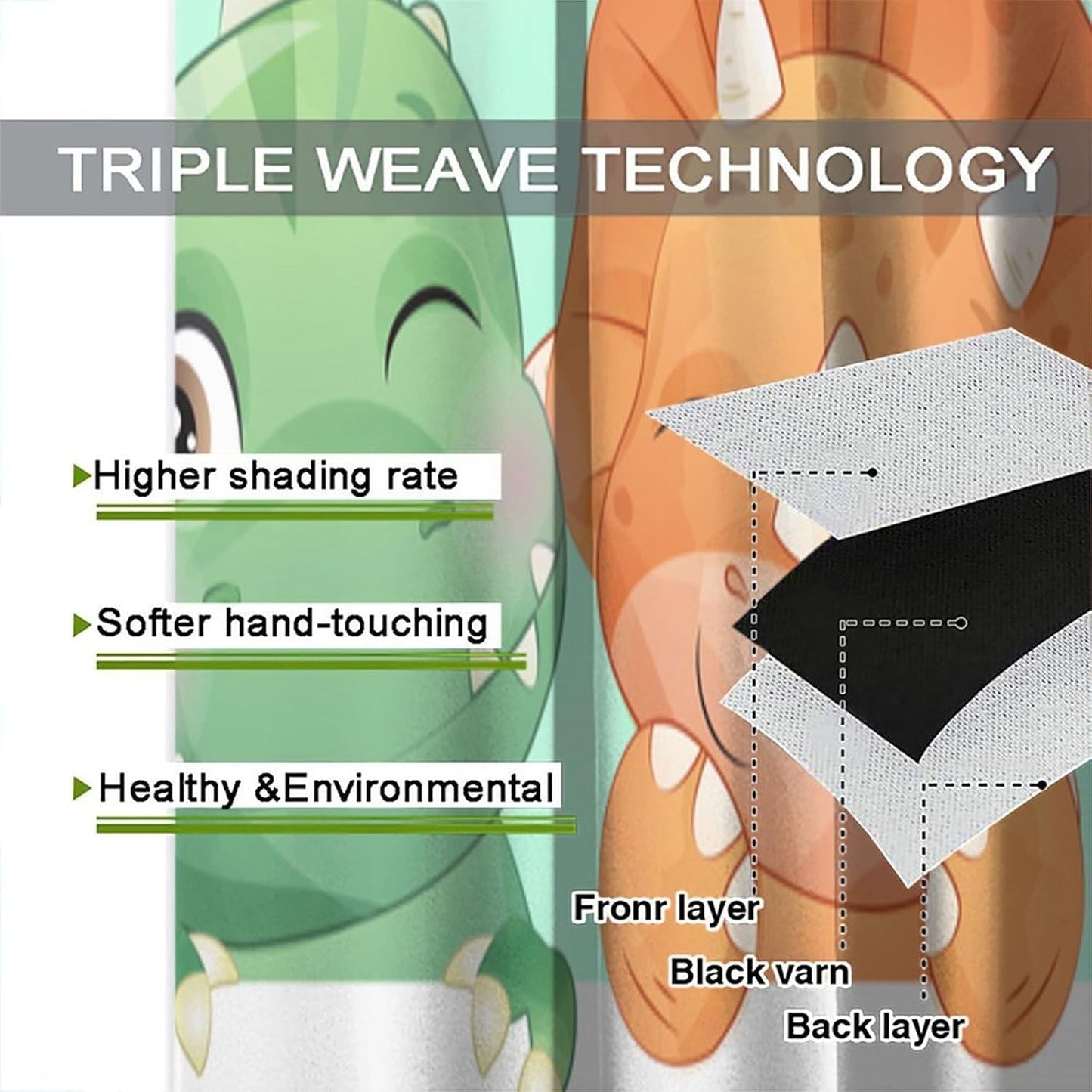 Kids Dinosaur Curtains for Boys Girls Bedroom Decor Cartoon Dino Colorful Cute Funny Animal Printed Blackout Rod Pocket Window Drapes for Baby Nursery Playroom Living Room W26xL84in 2 Panels