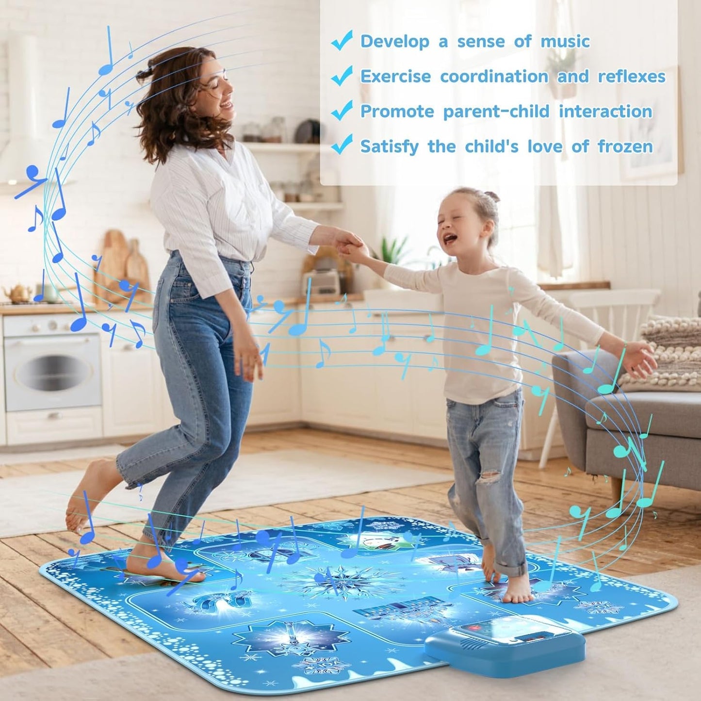 GirlsHome Dance Mat - Frozen Toys for Girls Electronic Dance Pad with 5 Game Modes, Built-in Music, Touch Sensitive Light Up LED Kids Musical Mat, Christmas & Birthday Gift for Girls 3-12