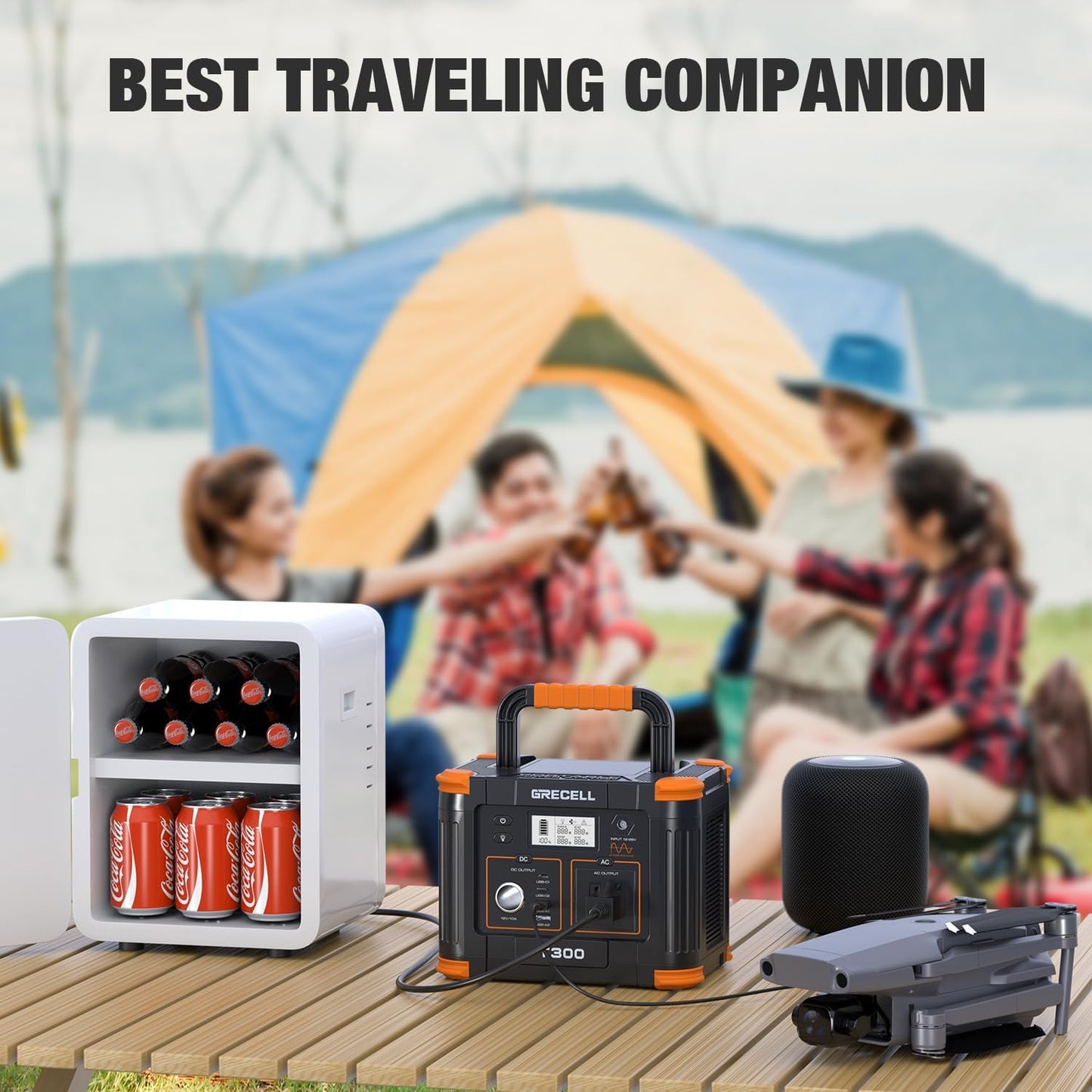 Portable Power Station 300W, GRECELL 230.88Wh Solar Generator with 60W USB-C PD Output, 110V Pure Sine Wave AC Outlet Backup Lithium Battery for Outdoors Camping Travel Home Blackout