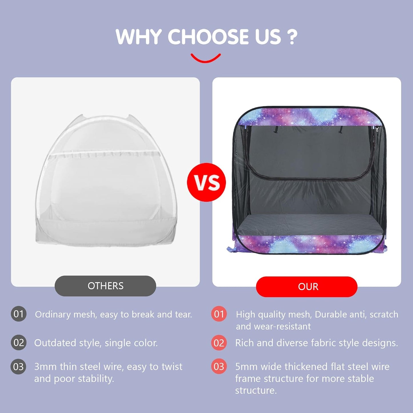 Porayhut Portable Baby Crib Net Safety Mesh Tent,Pop up Infant Mosquito Net, See Through Canopy Netting Cover for Baby&Toddler to Keep Baby from Climbing Out.