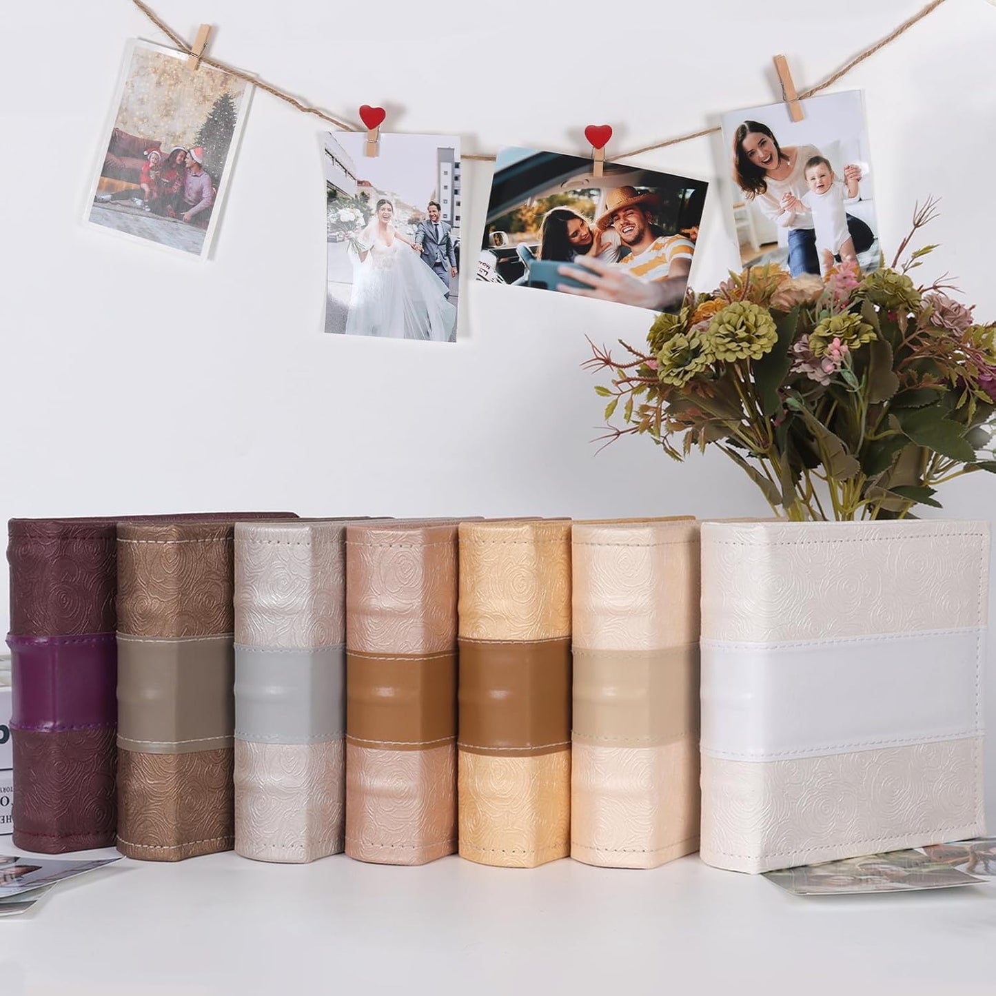 RECUTMS Photo Album 4x6 200 Photos with Writing Space Photo Book,Leather Cover Picture Album with Memo Areas for Wedding Anniversary Family Baby Couple Valentines Graduation Travel (Light Coffee)