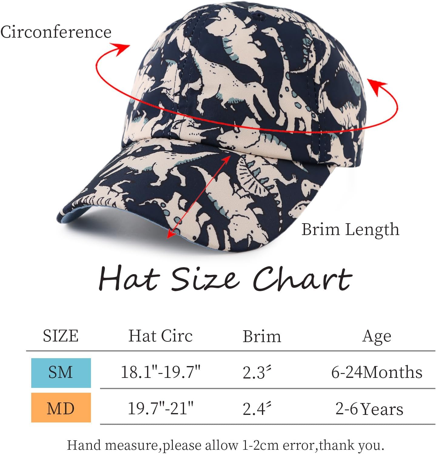 JANGANNSA Dinosaur Boys Girls Caps Embroidery Baby Baseball Caps Cotton Infant Toddler Kids Hat Spring Summer Autumn 2-6Y