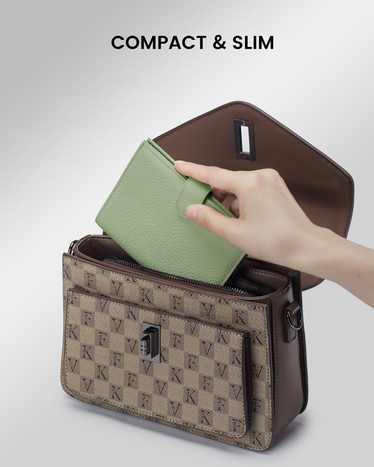 RFID Slim Passport Holder for Women, Compact Leather Passport Wallet with Card Holders SIM Slots,Zippered Coins Pocket and Cash Compartment Travel Passport Cover Case, Light Green