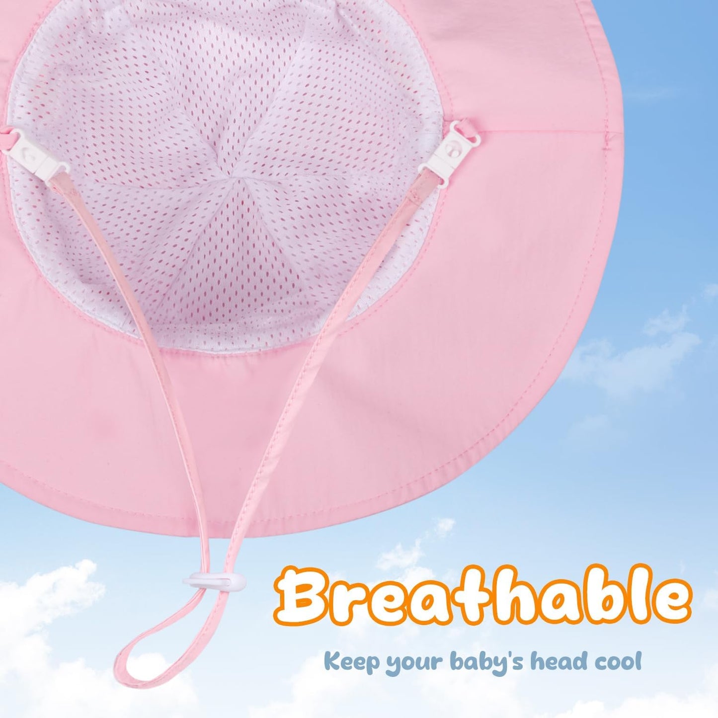Baby Sun Hat Toddler Girl Beach Hat Adjustable Outdoor Summer Hat UPF 50+ Sun Protection Wide Brim Infant Kids