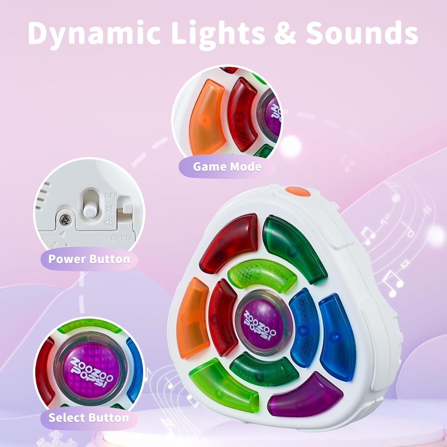 MINDNOOK 2Pcs Electronic Memory Game for 1-2 Players, Kids Handheld Game with Lights & Sounds, Brain Challenge Toy for Ages 3+, Birthday Gifts for Boys & Girls, Black & White