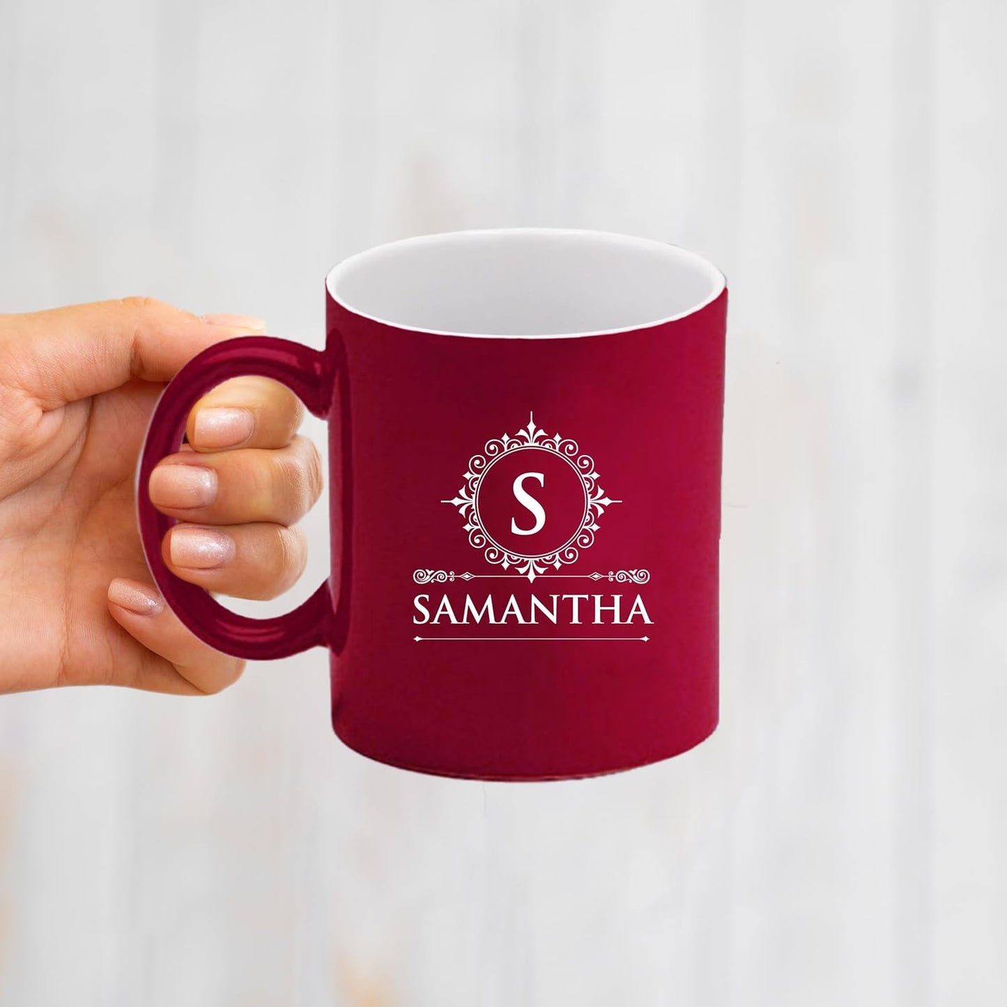 Custom Engraved Coffee Latte Mug - Personalized Coffee and Tea Cup (Red)