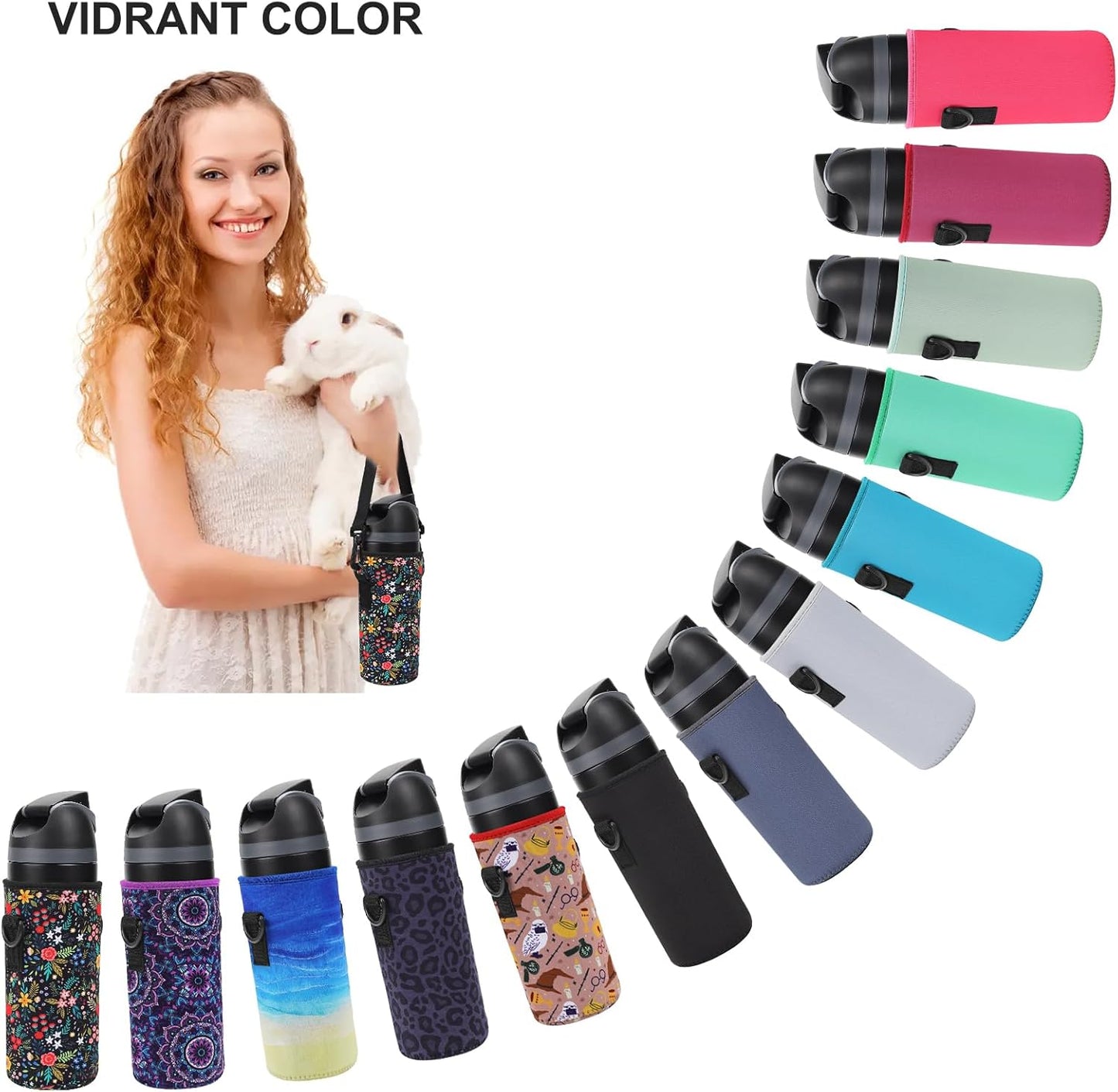 Neoprene Water Bottle Carrier Bag with Adjustable Shoulder Strap for Owala 24 OZ Tumbler, Insulated Water Bottle Cover for Owala FreeSip Insulated Water Bottle (Teal, 24 OZ)