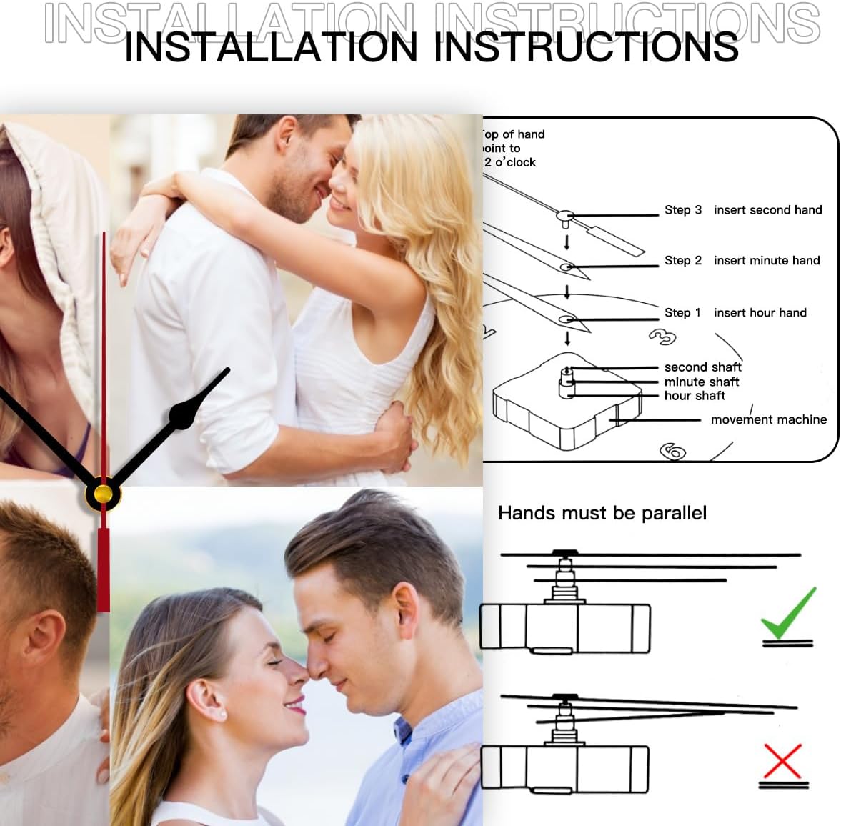 Generic Custom Wall Clock Personalized Wall Photo Customized Round Clock for Birthday Wedding Present Creative, 12inch-30cm