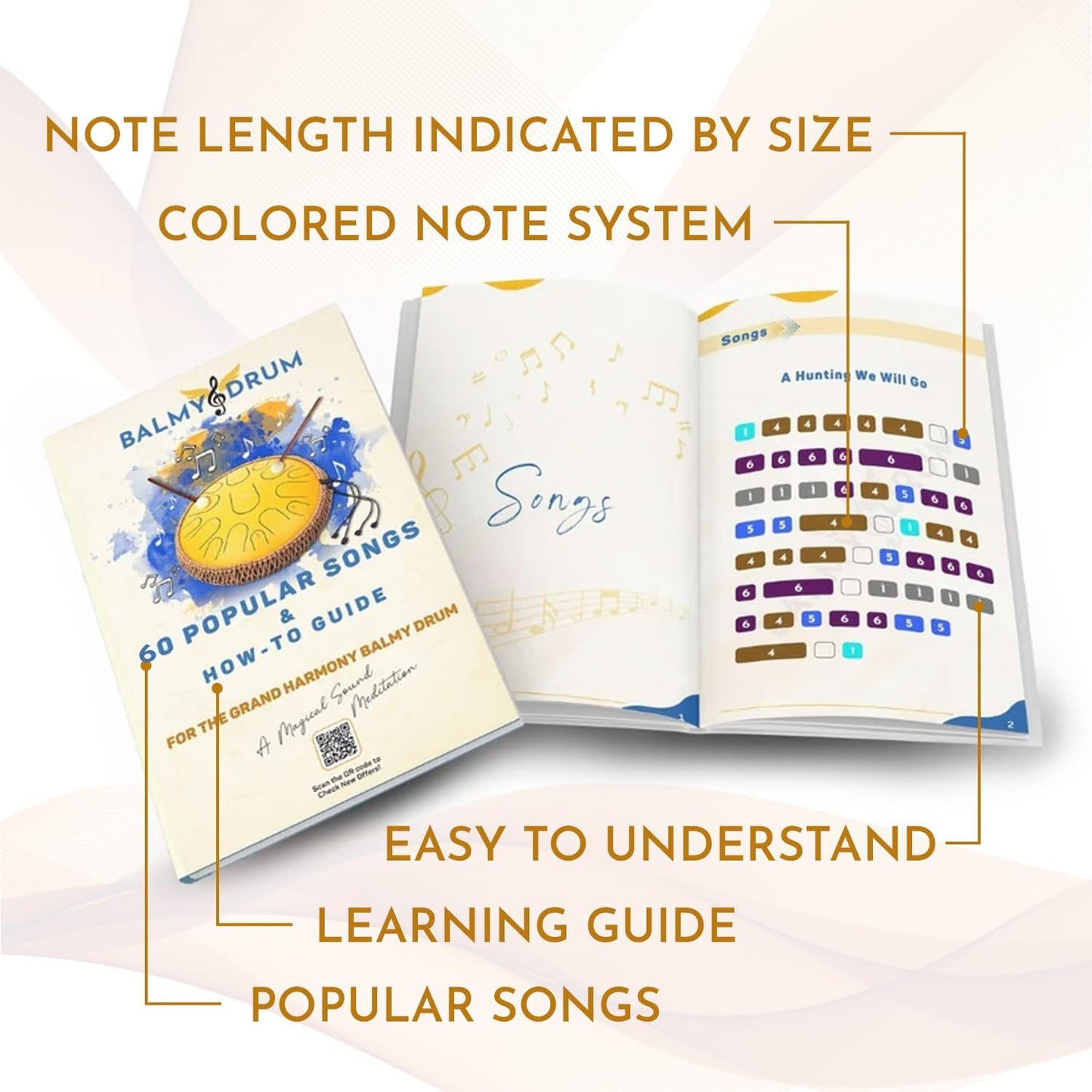 The Balmy Drum - 8 Note 6 Inch Steel Tongue Drum, Steel Drum Instrument, Drums For Children and Adults, Balmy Drum Set for Kids with Music Book, Handpan, Mallet and Carry Bag (White)