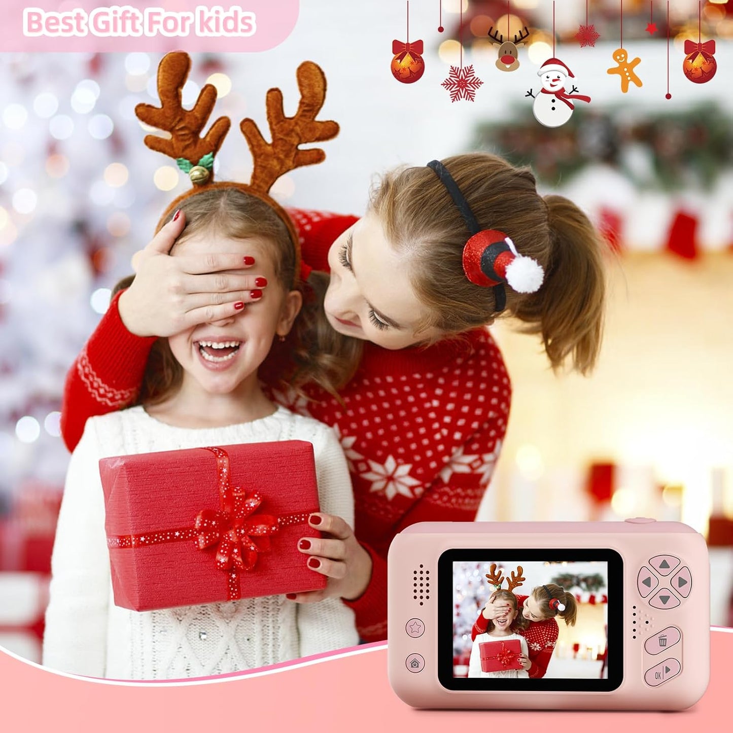 Kids Camera Girls for 3 4 5 6 7 8 9 Years Old Girls,1080P HD Video Selfie Camera with 32G SD Card Kids Digital Camera Toys for Toddler Birthday Gifts Pink