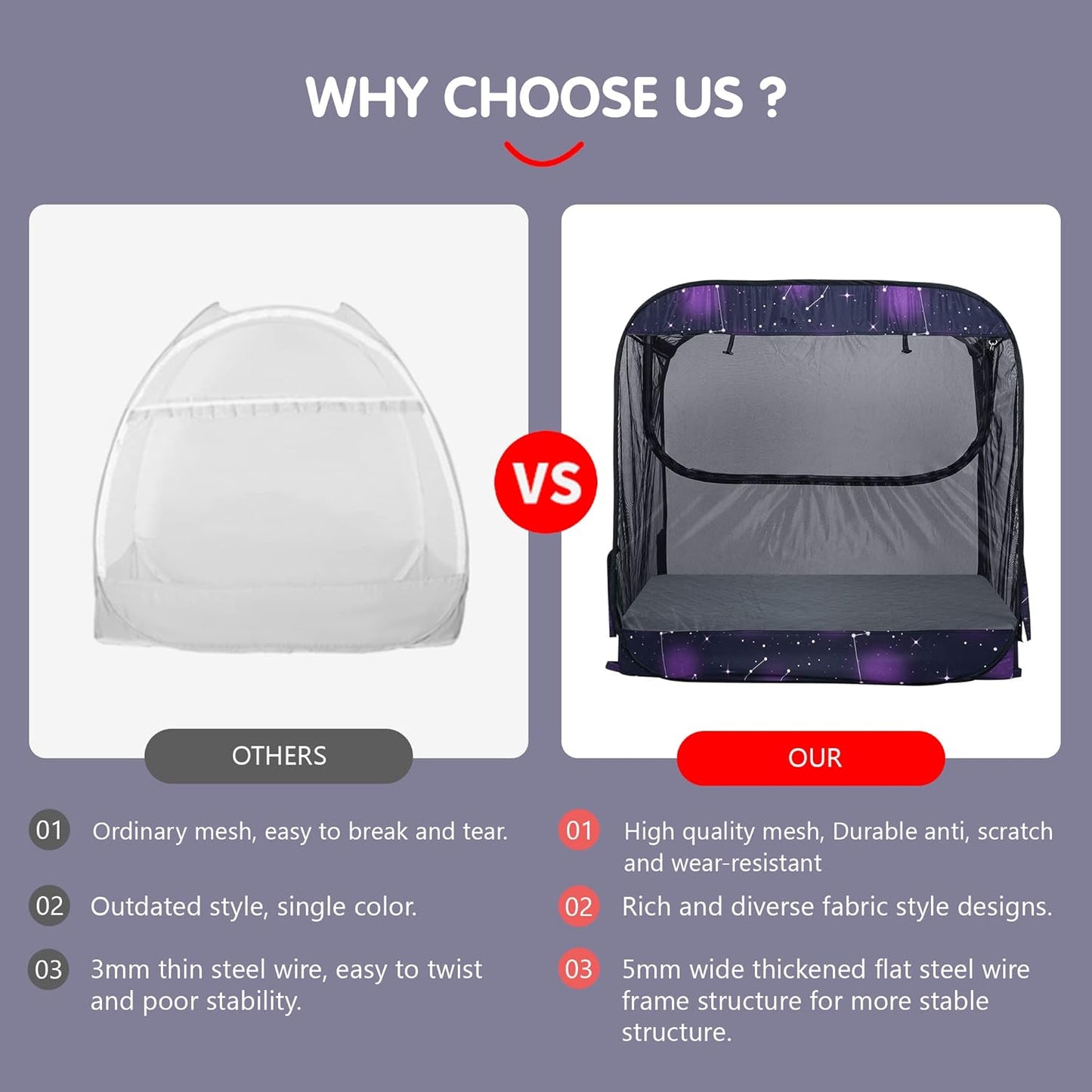 Porayhut Portable Baby Crib Net Safety Mesh Tent,Pop up Infant Mosquito Net, See Through Canopy Netting Cover for Baby&Toddler to Keep Baby from Climbing Out.