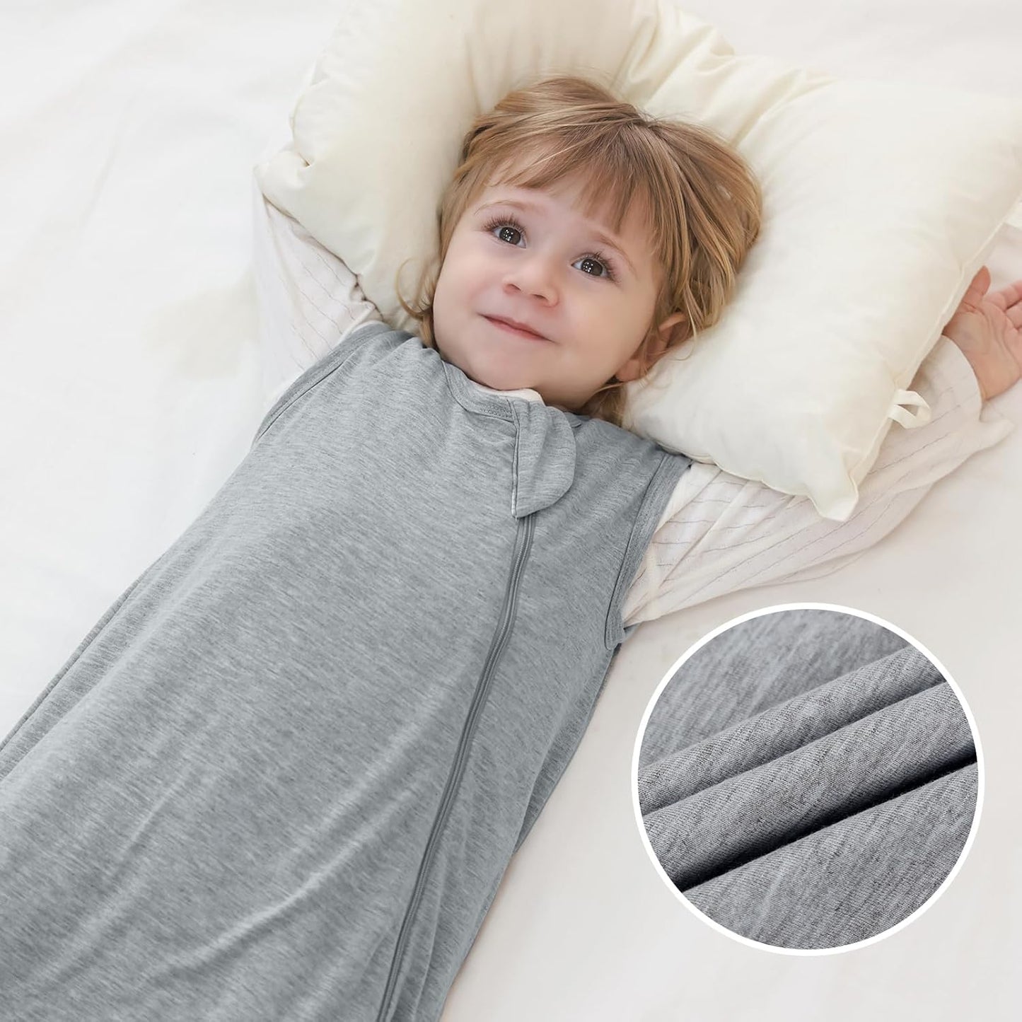 Mosebears Unisex Baby Sleep Sack 1.0 TOG, Supersoft Rayon Made from Bamboo Wearable Blanket with 2-Way Zipper (Grey,6-18 Months)