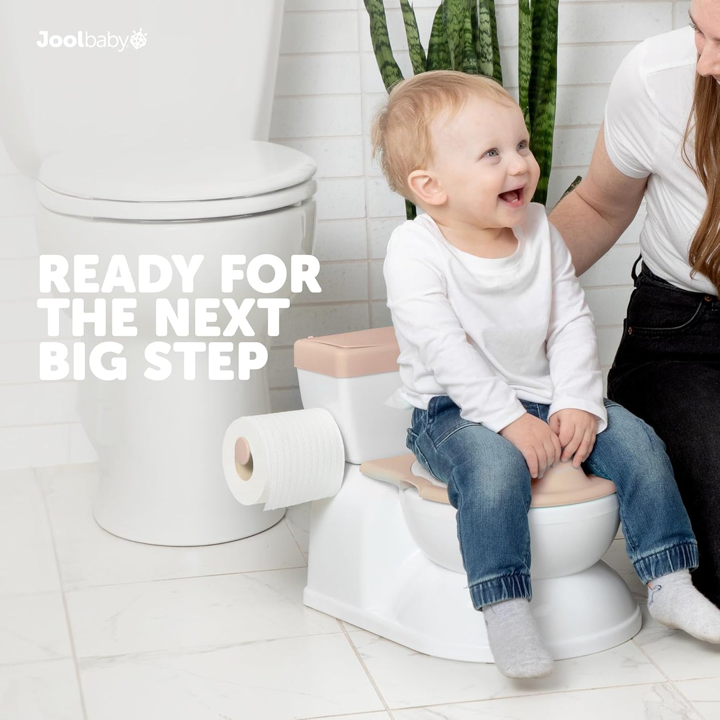 Real Feel 2-in-1 Potty with Wipes Storage, Flushing Sounds & Disposable Liners - Realistic Toilet - Easy to Clean & Assemble - Jool Baby (Pink)