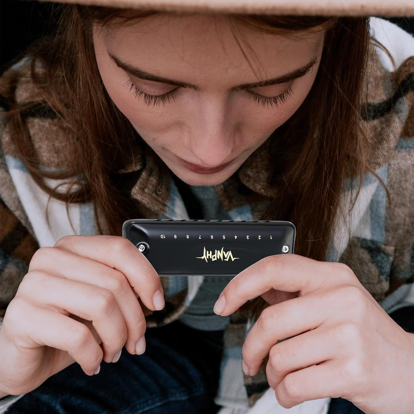 Harmonica VANPHY C Harmonica 10 Holes 20 Tones Blues Diatonic Mouth Organ for Kids Beginners Students Adults & Professionals with Case(Black)