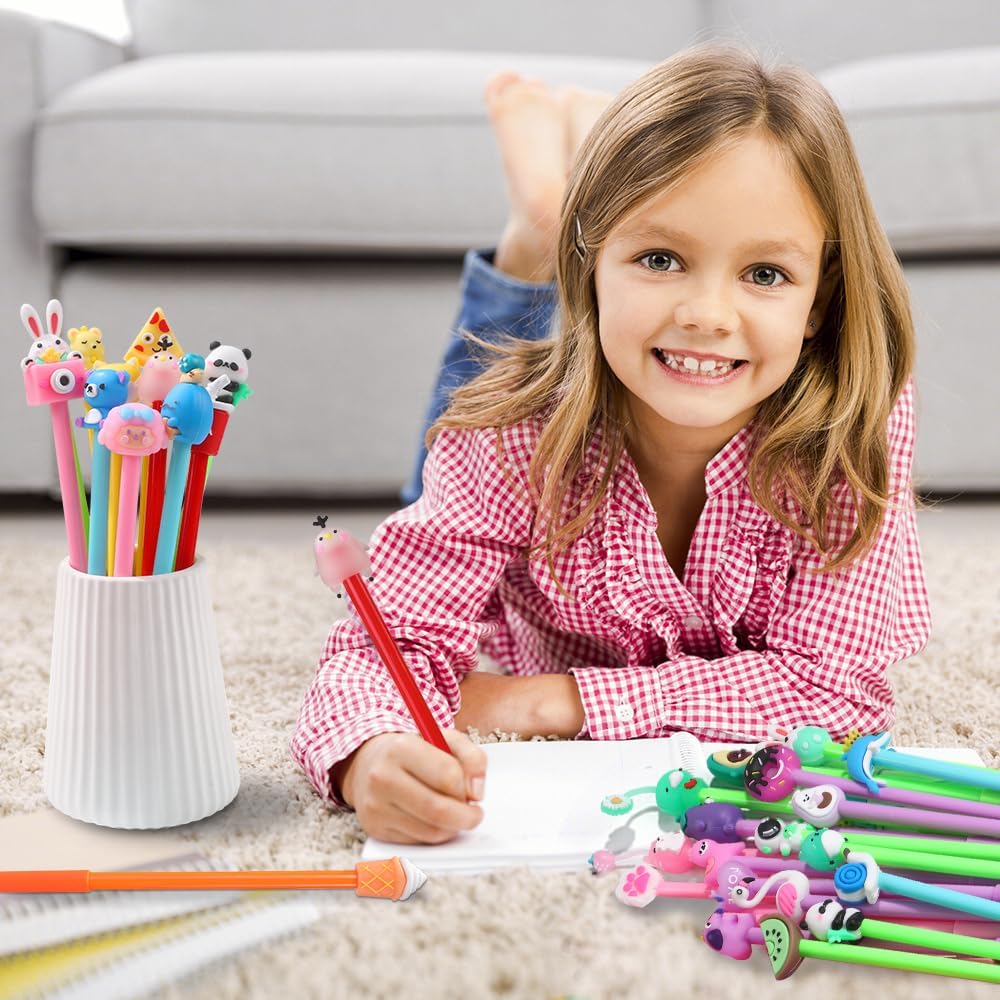 48PCS Cute Cartoon Gel Ink Pens 48 Styles Bulk Novelty Assorted Styles Animal Pens for Kids Fun Writing Students Rewards School Office Home Supplies