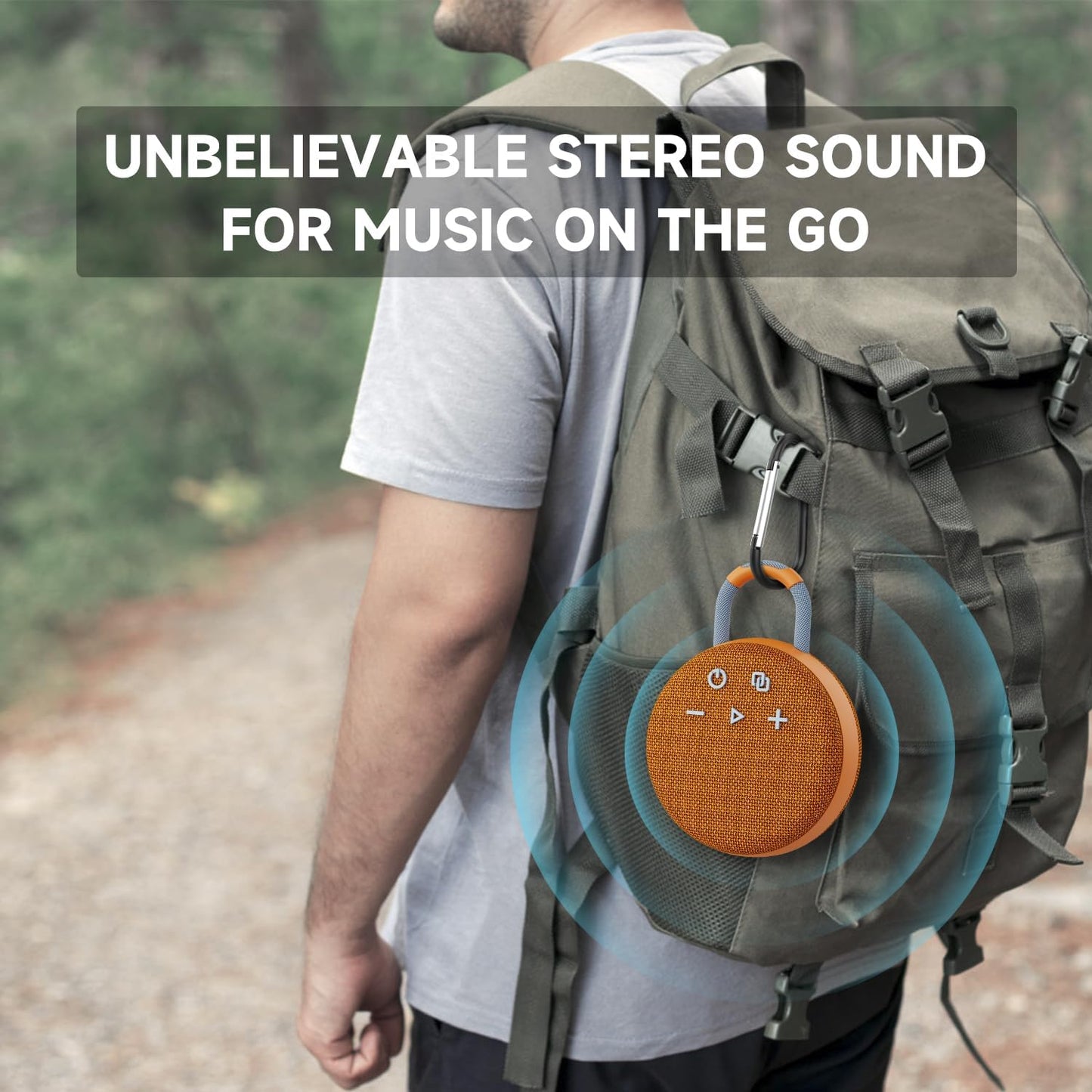 MusiBaby Travel-Ready Mini Speaker – Bluetooth 5.3, Rugged Waterproof Build, Strong Bass for Hiking Trails, Biking Loops, Back-to-School or Holiday Gifting (Yellow)