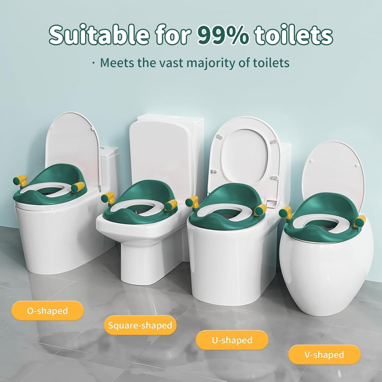 Potty Training Toilet Seat with Kids Step Stool Anti-Slip Toddler Potty Seat with Soft Cushion, Baby Potty Training Set Toddlers Toilet Seat for Boys and Girls (Green)