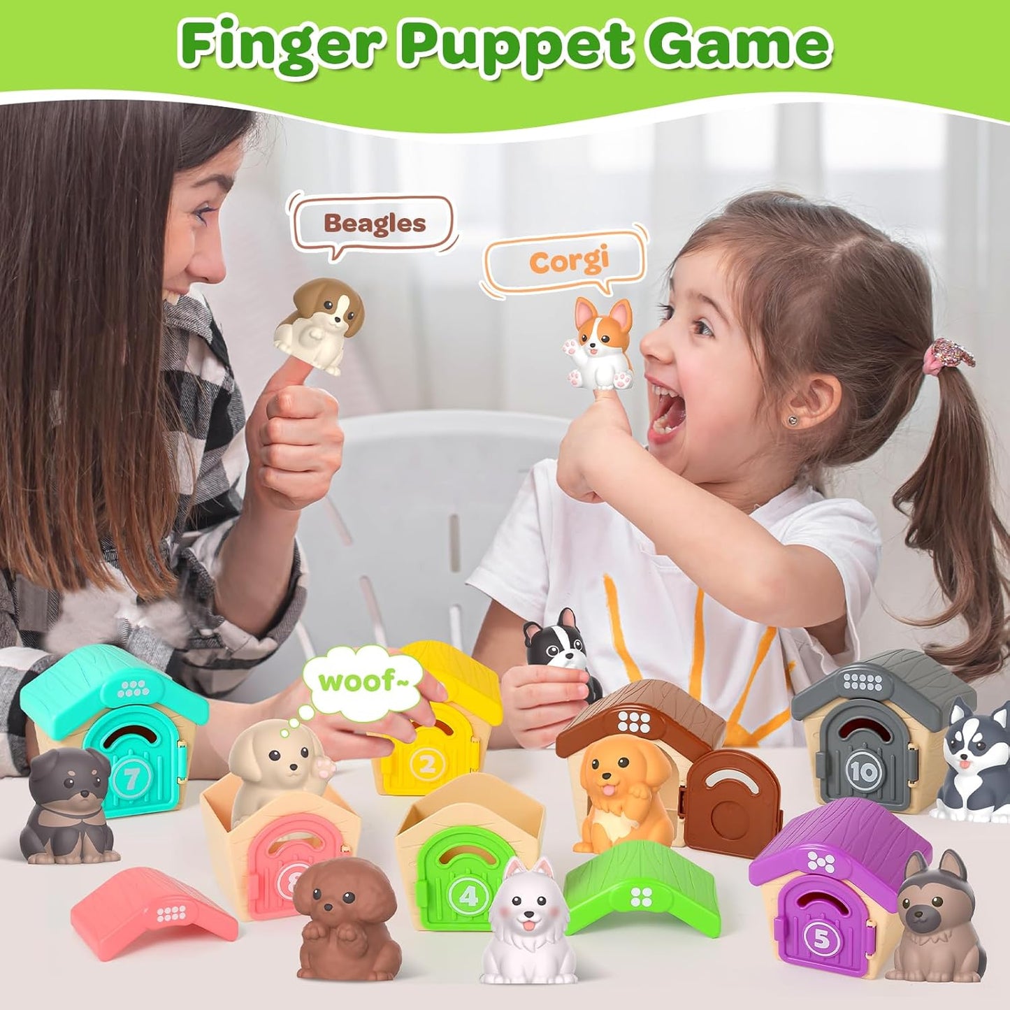 Toddler Toys for 1 2 3 Year Old, 20 Pcs Dog Toys for Kids, Montessori Educational Counting, Matching & Sorting Motor Skills, Christmas Birthday Gifts for Baby Boy Girl Aged 12-18 Months