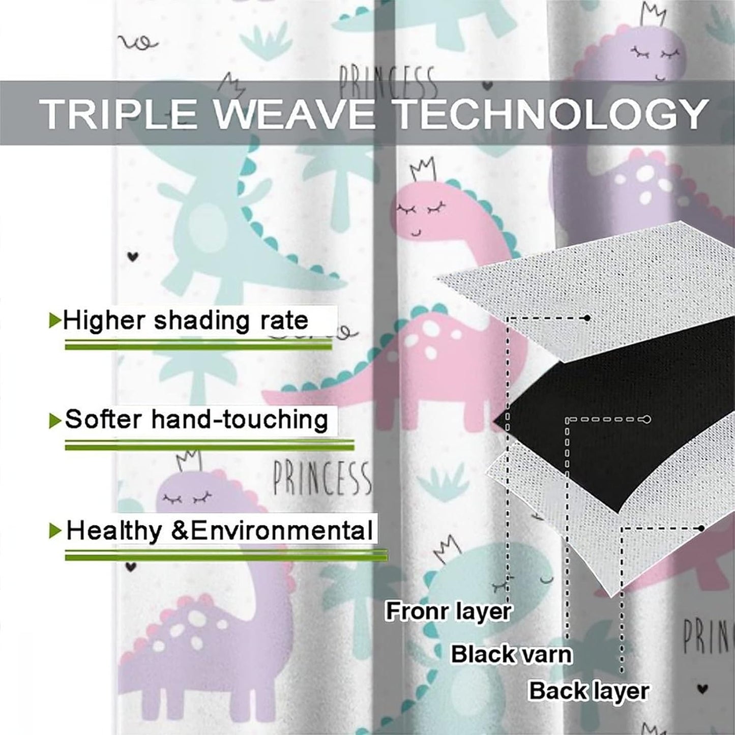 Kids Dinosaur Curtains for Boys Girls Bedroom Decor Cartoon Dino Colorful Cute Funny Animal Wildlife Printed Blackout Rod Pocket Window Drapes for Baby Nursery Playroom W42xL84in 2 Panels