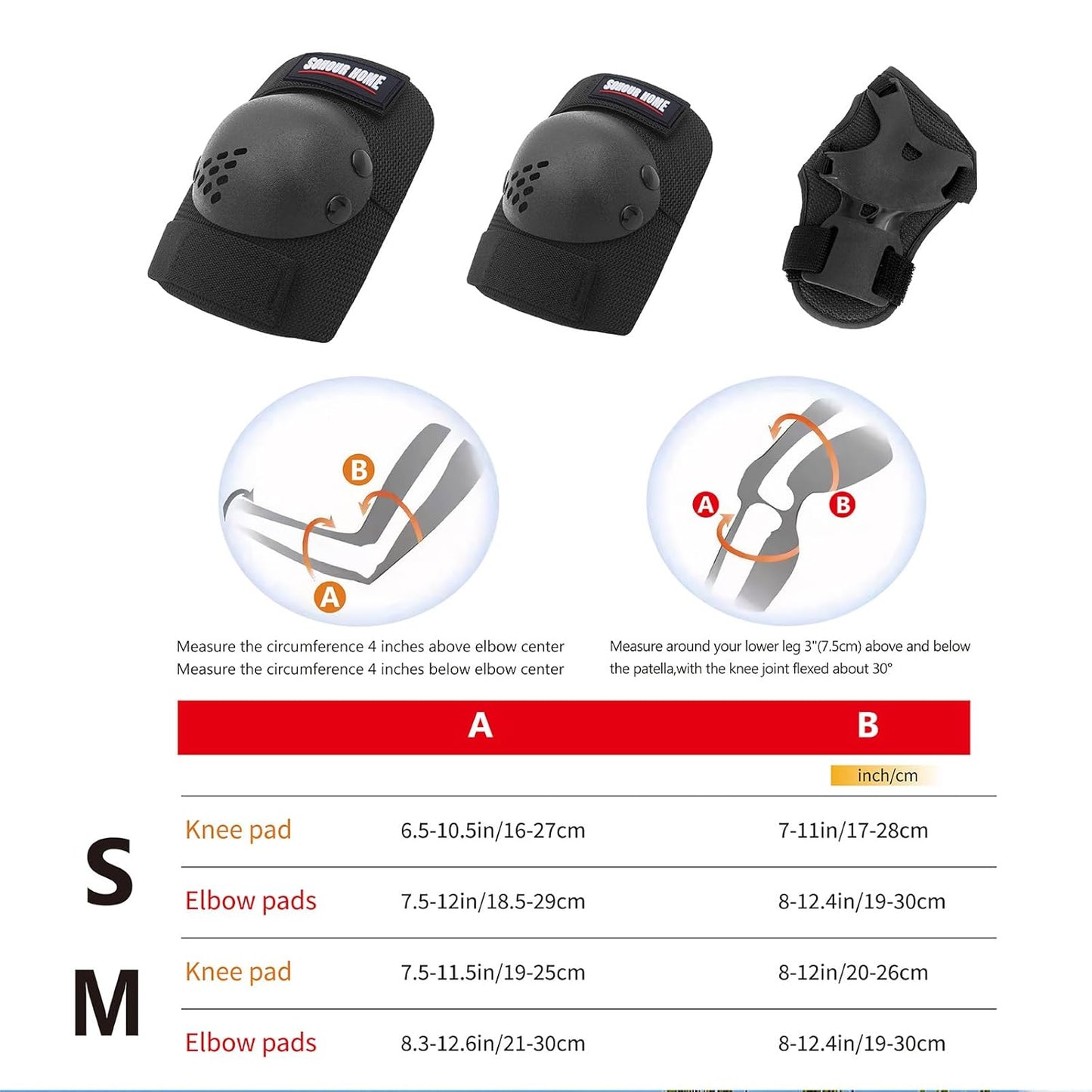 Youth/Kids Knee Pads Elbow Pads Wrist Guards Protective Gear Set for 3-15 Years Child Roller Skates, Skateboard, Cycling, Inline Skating, BMX Bike, Balance Bike, Scooter Riding and Other Outdoor Sports