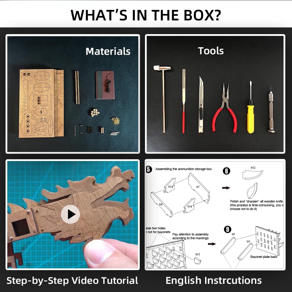 Mini Dragon Ballista Ancient Missile Launcher China Three Kingdoms Chariot Wooden Catapult DIY 3D Puzzles Model Kits STEM Projects Tabletop Toys