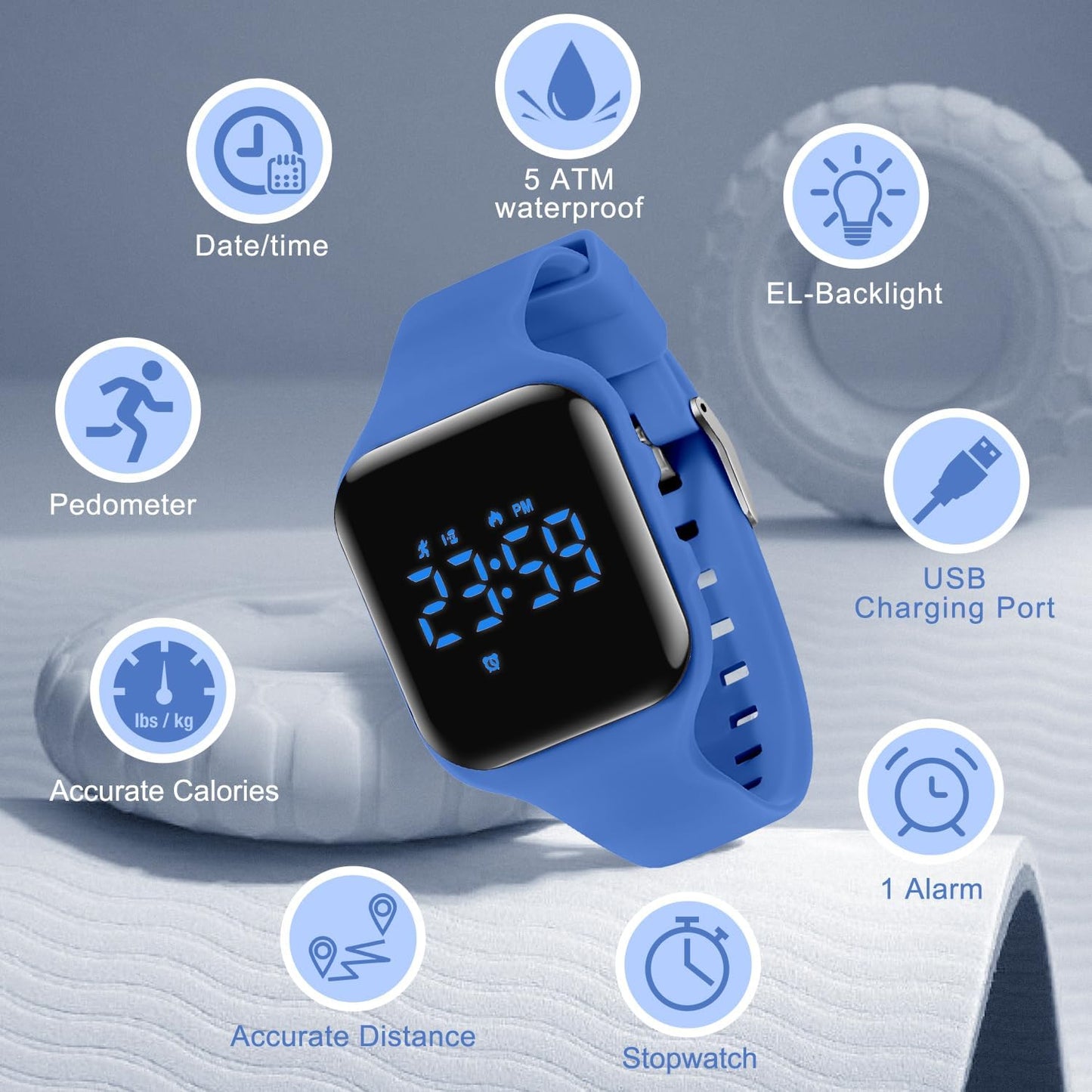 Kids Watches for Girls Boys Digital Sport Watch with Step Counter Pedometer Vibration Alarm Clock, No App Waterproof Fitness Tracker Kids Watch Boys Girls Teens Students Ages 5-16