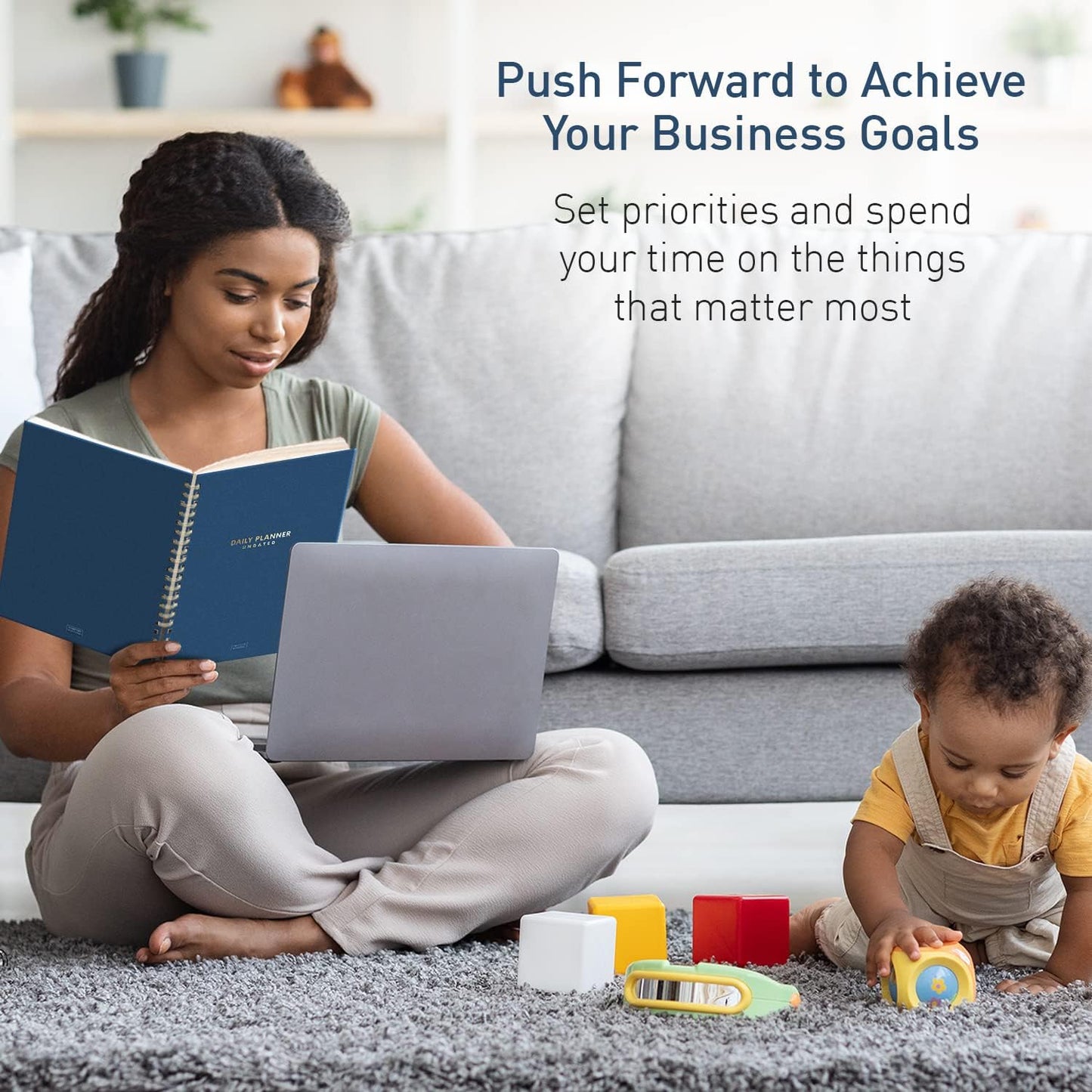 S&O Undated Daily Planner for Organization, Spiral Logbook with Hourly Schedule, Everyday Workbook Undated Diary- Routine To Do List Journal, Work Calendar Organizer Notebook, 200 Pages, 9” x 10.75”