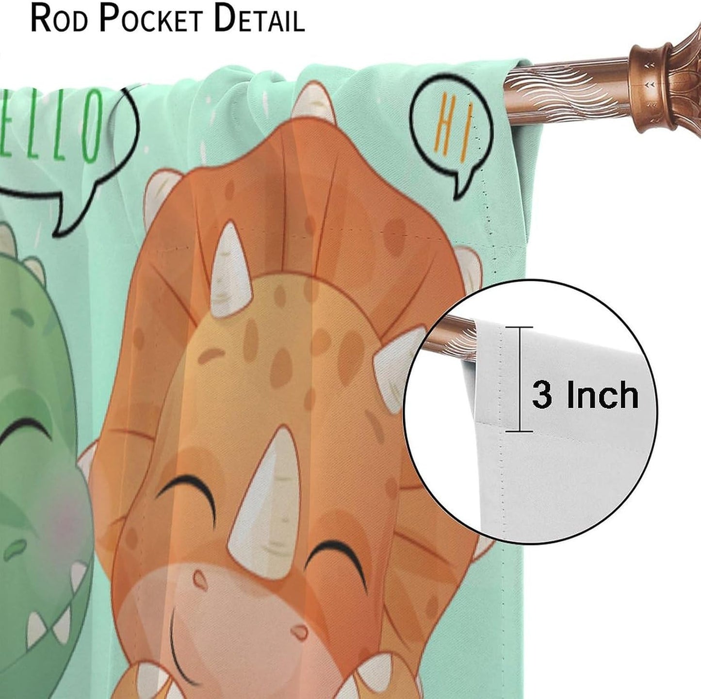 Kids Dinosaur Curtains for Boys Girls Bedroom Decor Cartoon Dino Colorful Cute Funny Animal Printed Blackout Rod Pocket Window Drapes for Baby Nursery Playroom Living Room W31.5xL72in 2 Panels