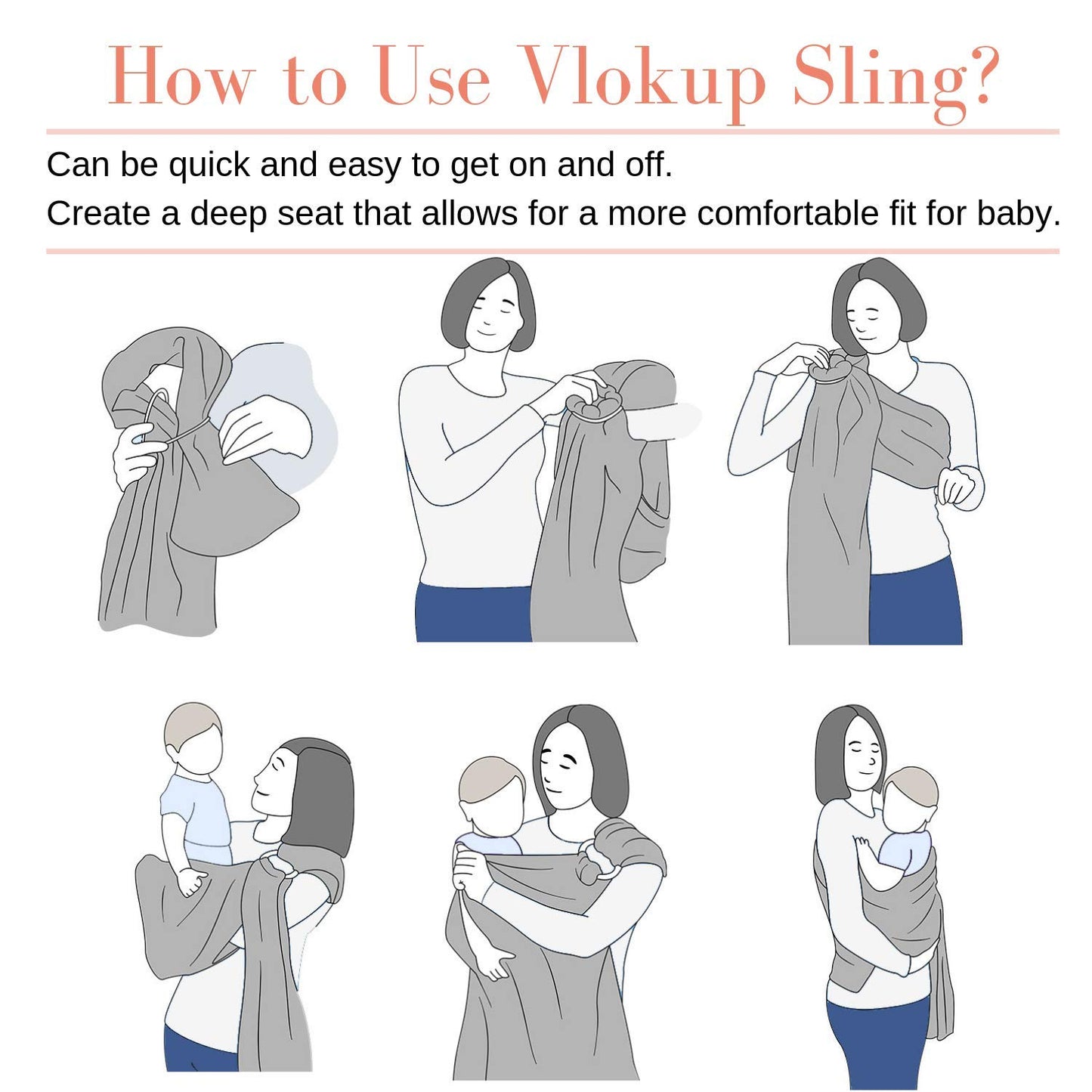 Ring Sling Baby Carrier, Soft Cotton Baby Sling Carrier Newborn to Toddler, Baby Wrap Carrier for Plus Size Parents, Perfect Shower Gift, Black