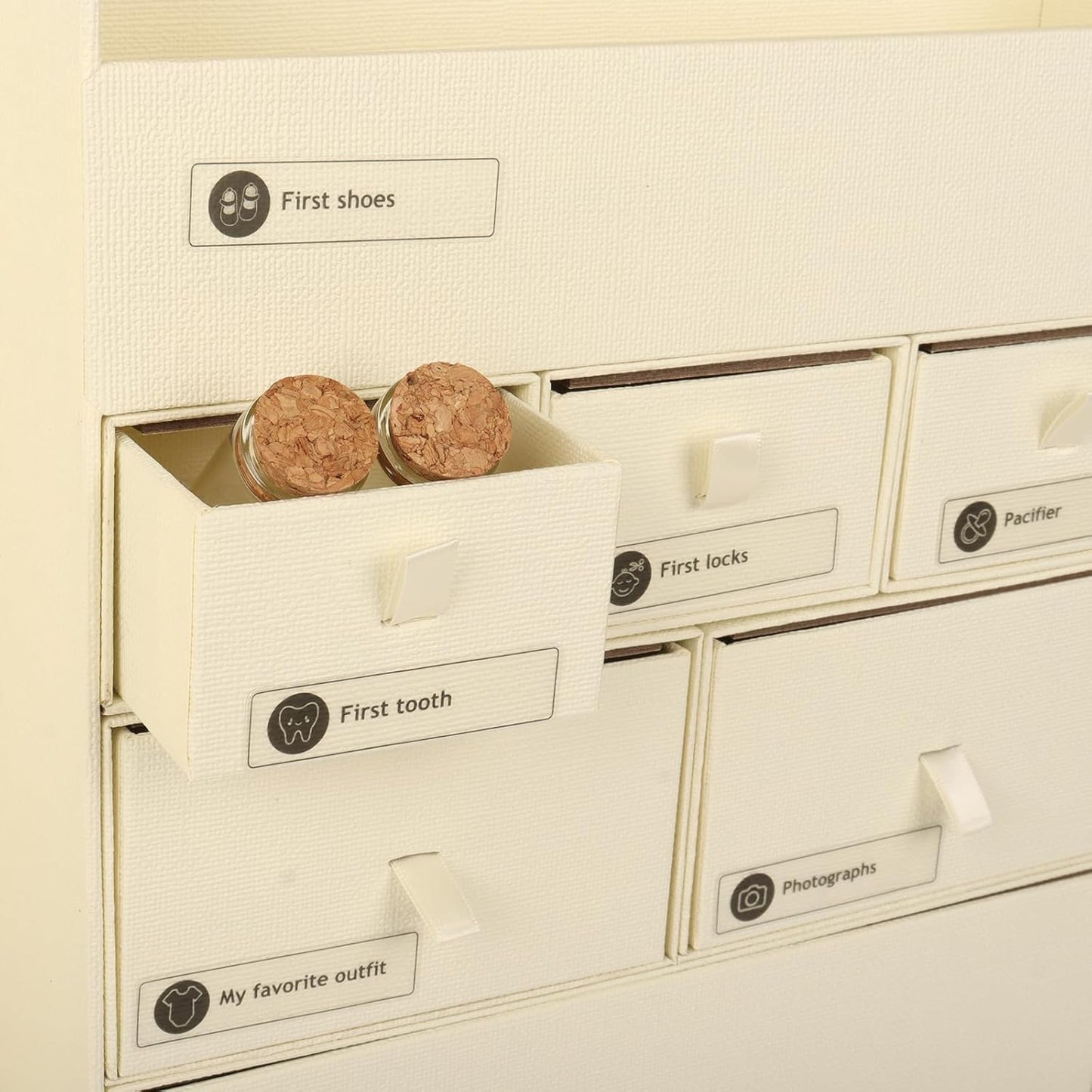 Memory Box for Kids,Baby Keepsake Box, Large Memory Box with Lids 8 Additional Items Neutral Minimalist Newborn Keepsake Box for Baby Girl & Boy,Gift for Baby Shower, Expecting Moms(Light Yellow)