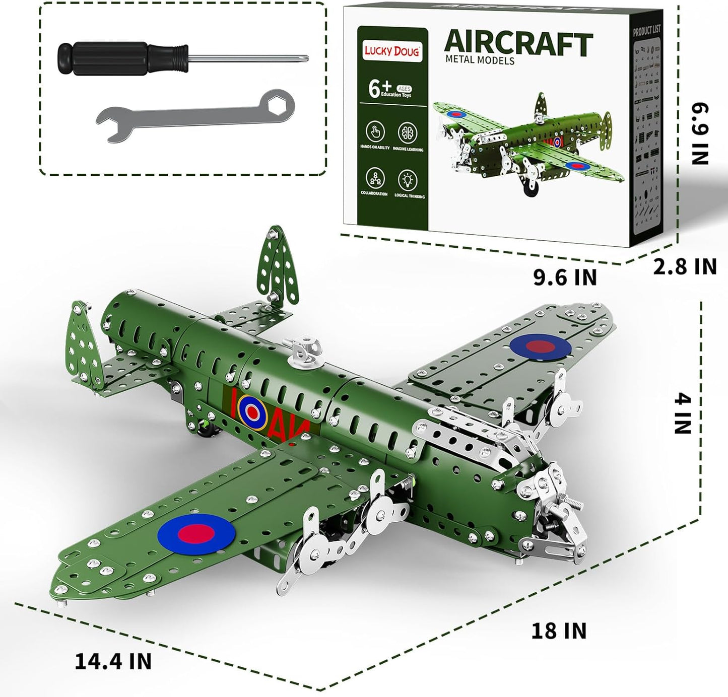 Lucky Doug STEM Building Projects Model Airplane Set - 389 Pieces STEM Project Building Toys for Kids Ages 8-12, Assembly Science Kit Educational Army Toys Gift for Kids Boys 8 9 10 11 12-16 Years Old