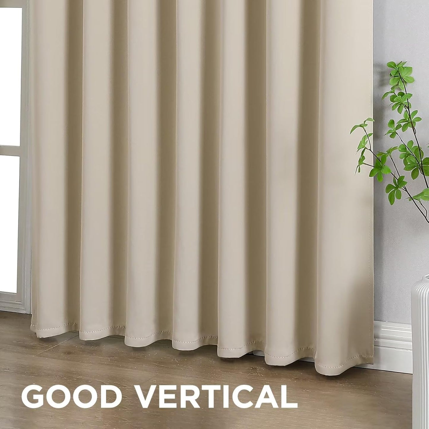 Joydeco Blackout Curtains 96 Inches Long, Thermal Insulated Black Out Curtains 2 Panels Set for Bedroom, Room Darkening Drapes for Living Room Window (W52 x L96 Inch, Light Beige)