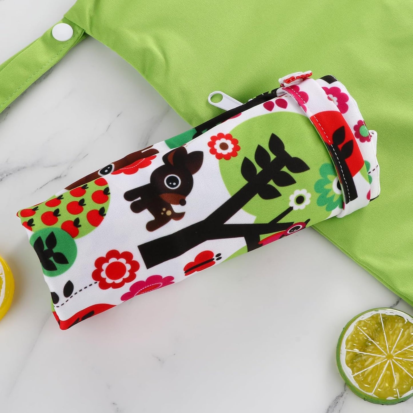 Angel Love Baby Cloth Diaper Wet/Dry Bags, 2 Pack With Two Zippered Pockets, Waterproof Washable Reusable for Travel, Beach, Pool, Gym, Swimsuits or Wet Clothes, L0113