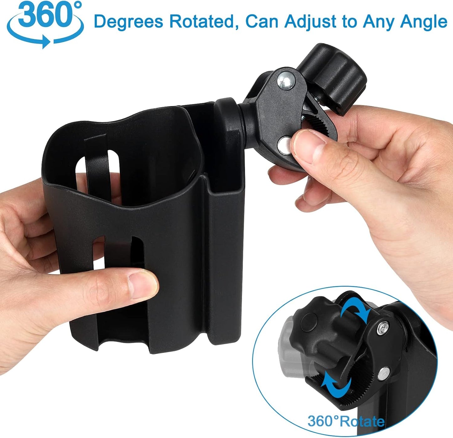 Accmor Stroller Cup Holder with Phone Holder, Universal Cup Holder, Bike Cup Holder, 360° Rotatable Large Caliber Drinks Holder for Stroller, Bike, Wheelchair, Walker